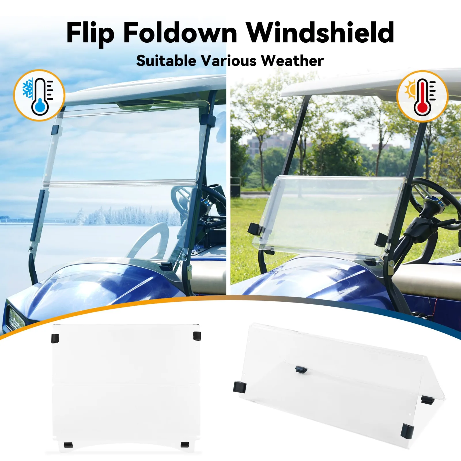 Mixopoly Foldable Windshield for Club Car Precedent 2004+ image 3