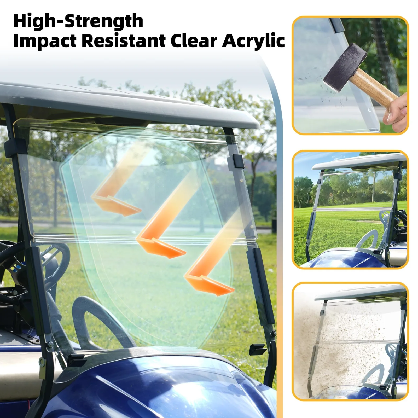 Mixopoly Foldable Windshield for Club Car Precedent 2004+ image 4