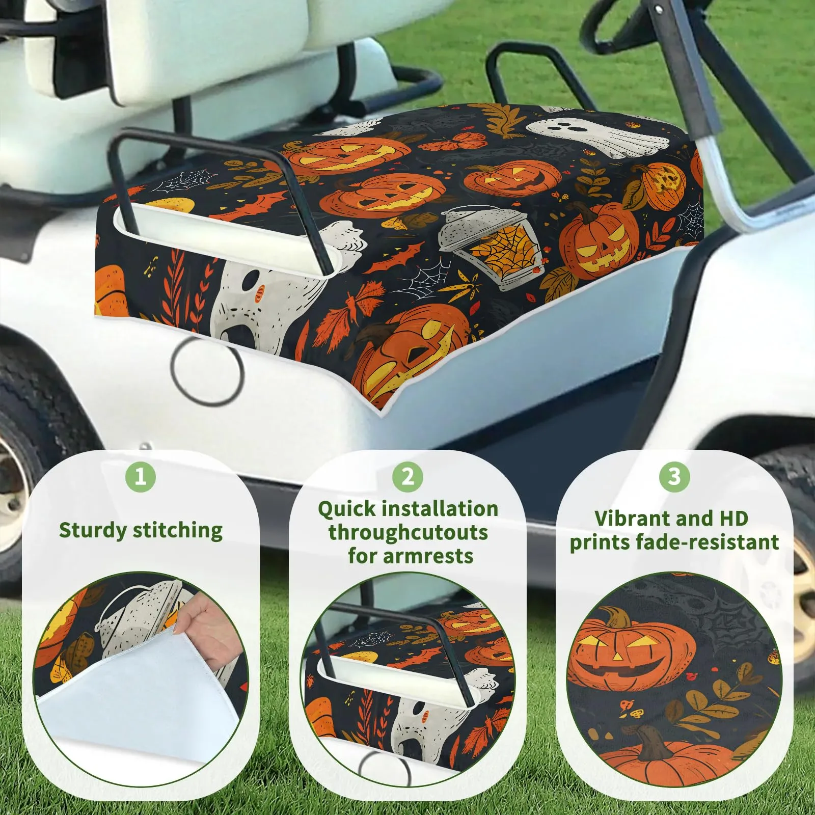 Tiveruda Halloween Golf Cart Seat Cover, 51 x 31 Inches image 3