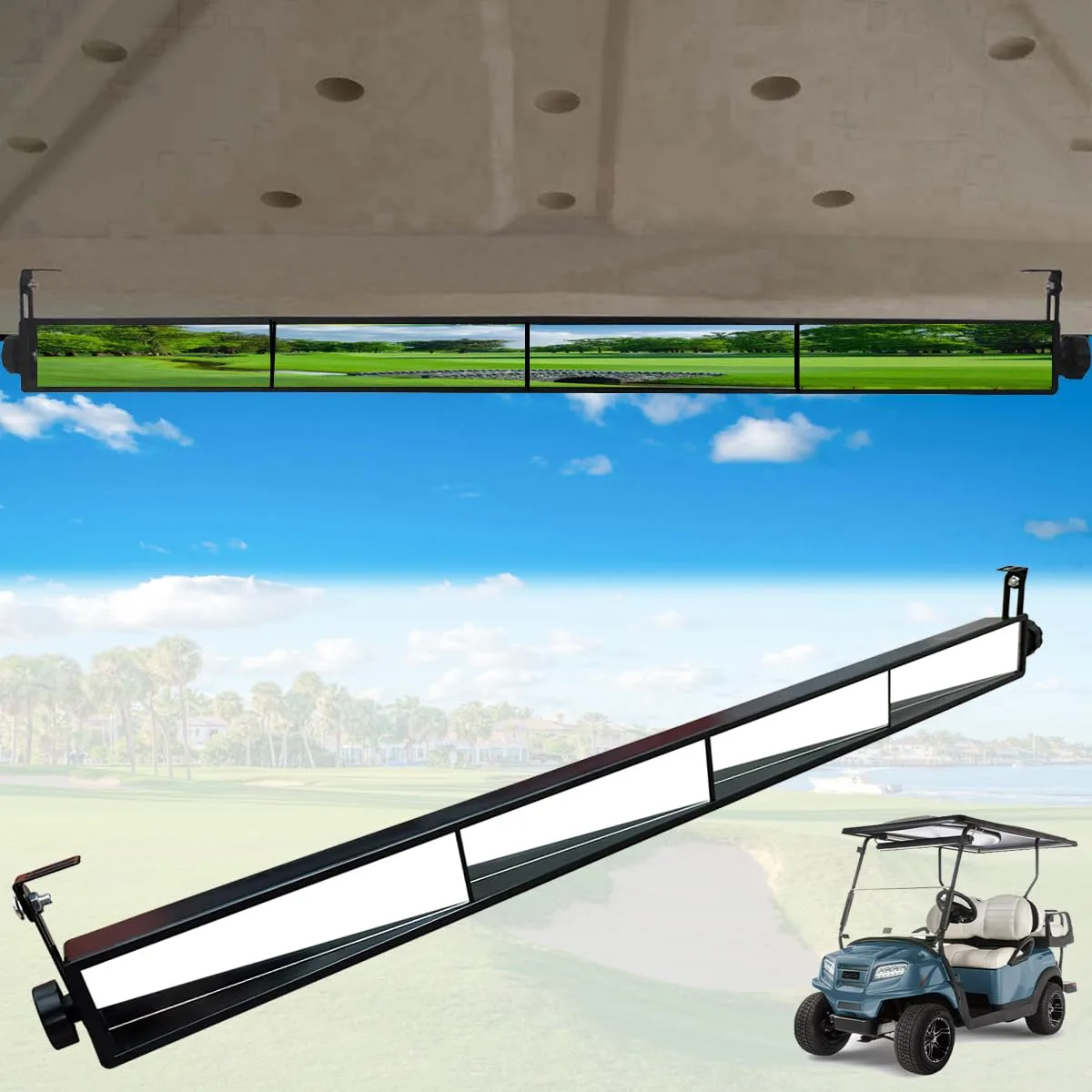 HKOO 4-Panel Golf Cart Rear View Mirror for E-Z-GO & Club Car