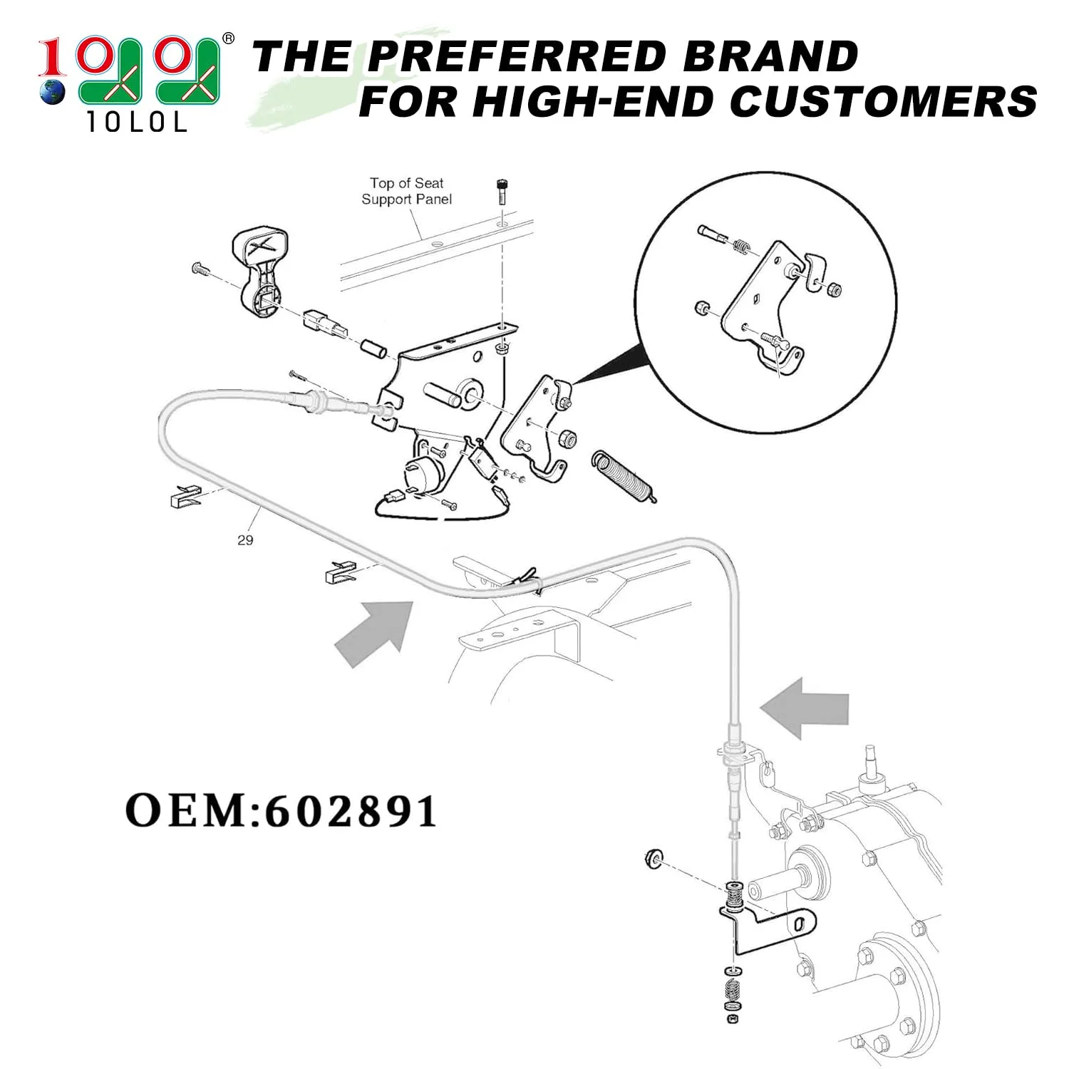 10L0L 66-Inch Shifter Cable for E-Z-GO Gas Carts image 2