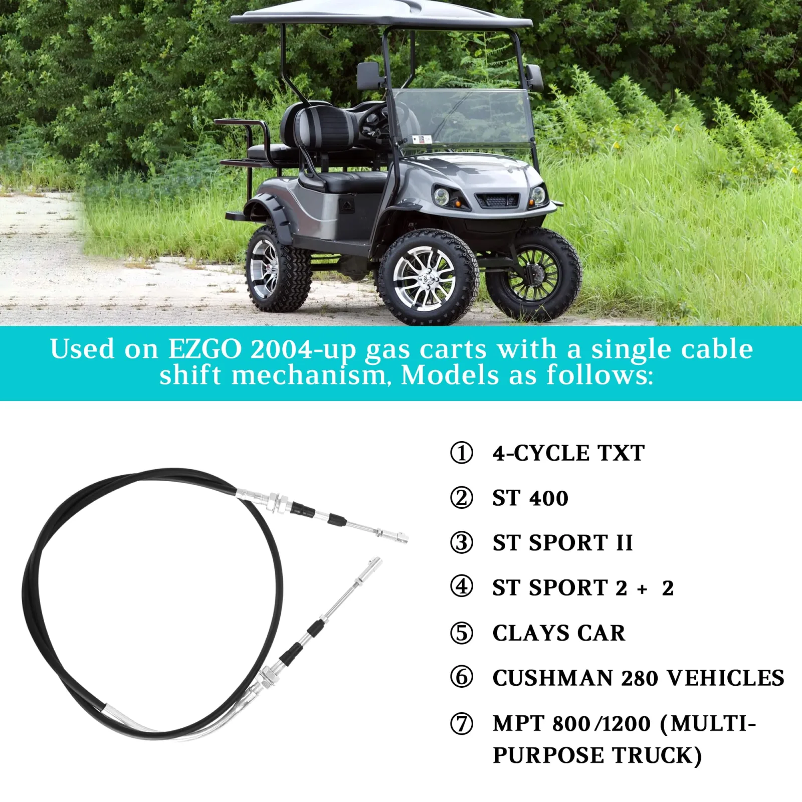 10L0L 66-Inch Shifter Cable for E-Z-GO Gas Carts image 3
