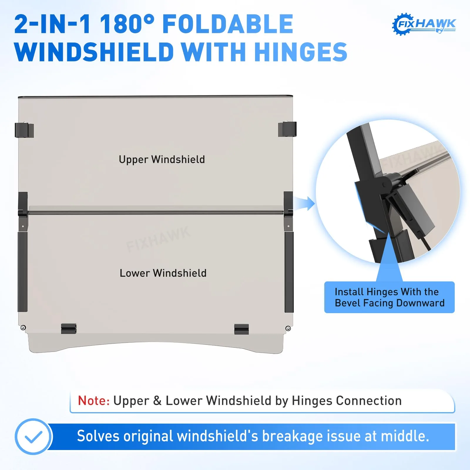 FIXHAWK Tinted Foldable Windshield for Yamaha G29/Drive image 4