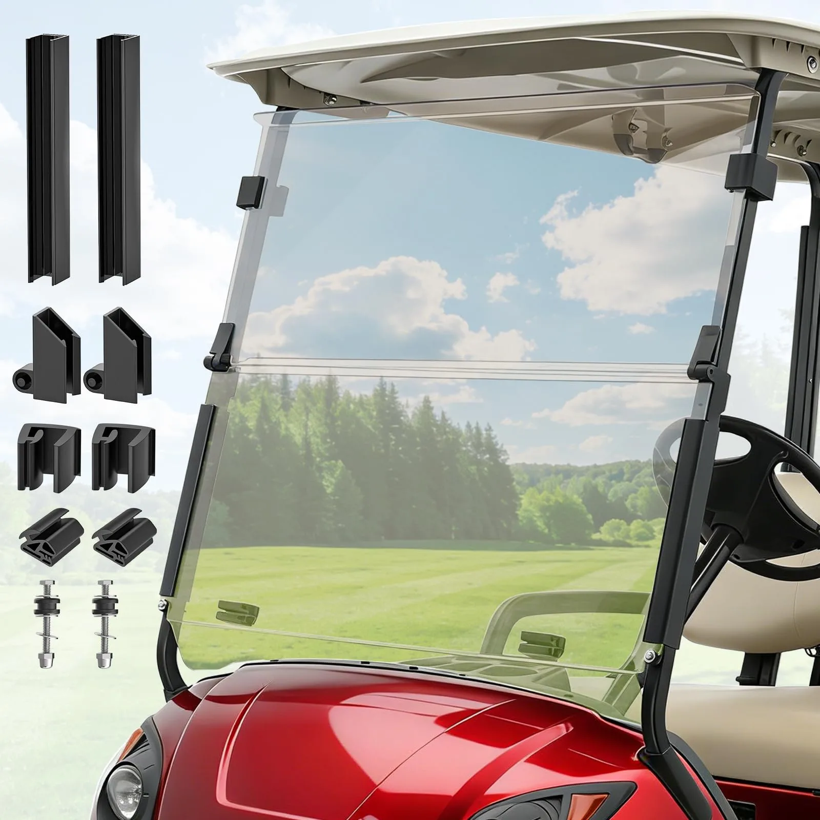 FIXHAWK Tinted Foldable Windshield for Yamaha G29/Drive