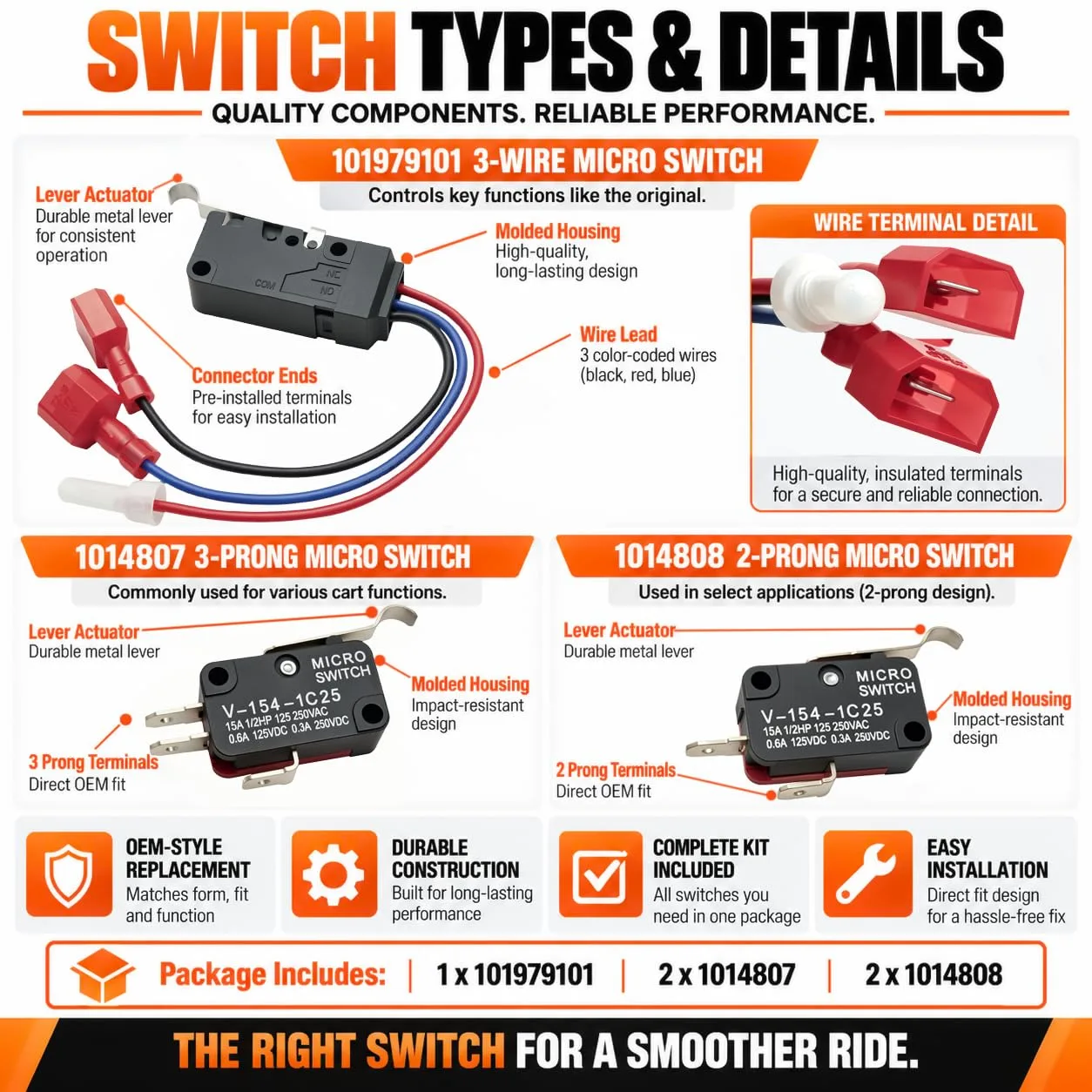 Formiden Micro Switch Kit for Club Car DS Gas Carts image 3