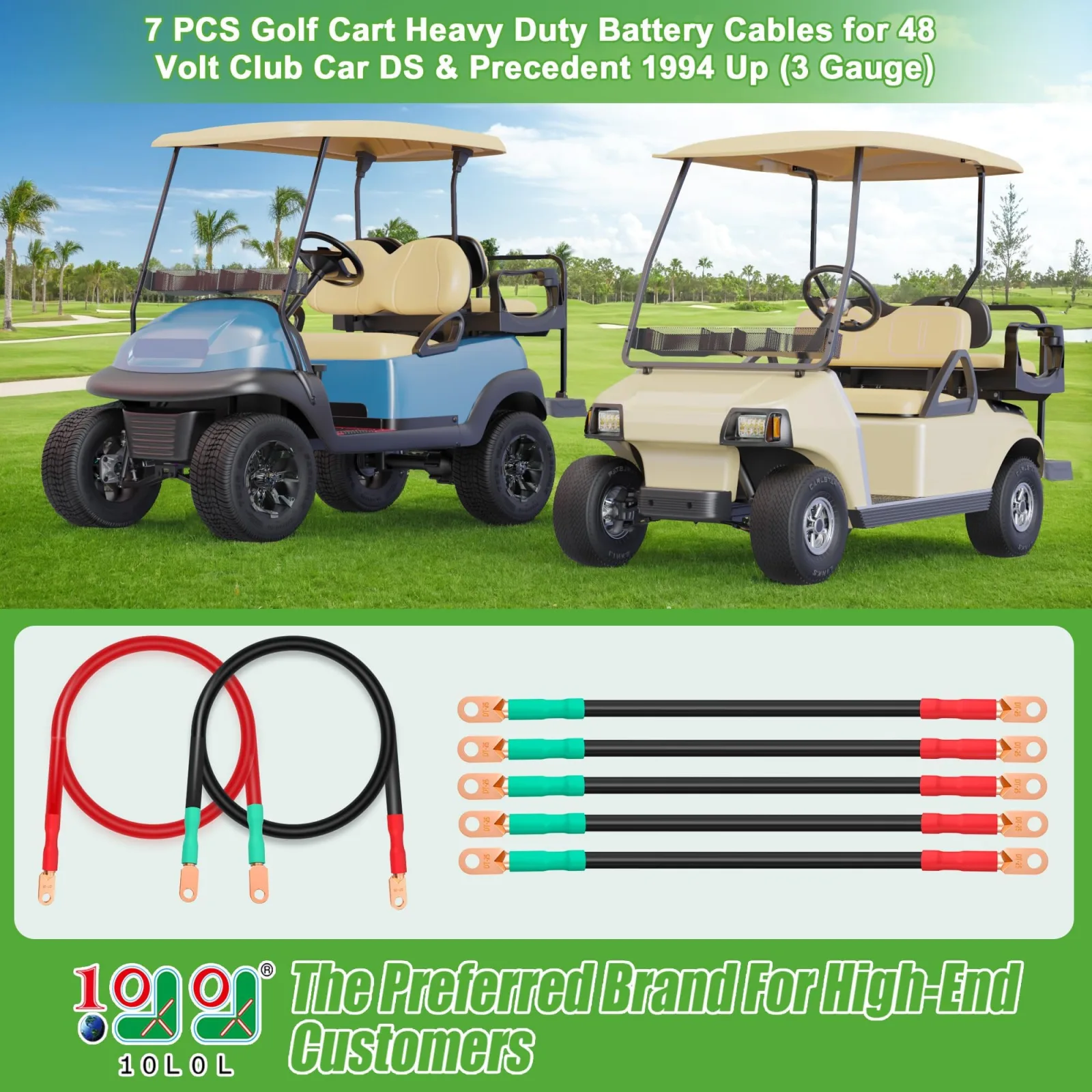 10L0L Battery Cables for Club Car DS & Precedent 36V/48V image 2