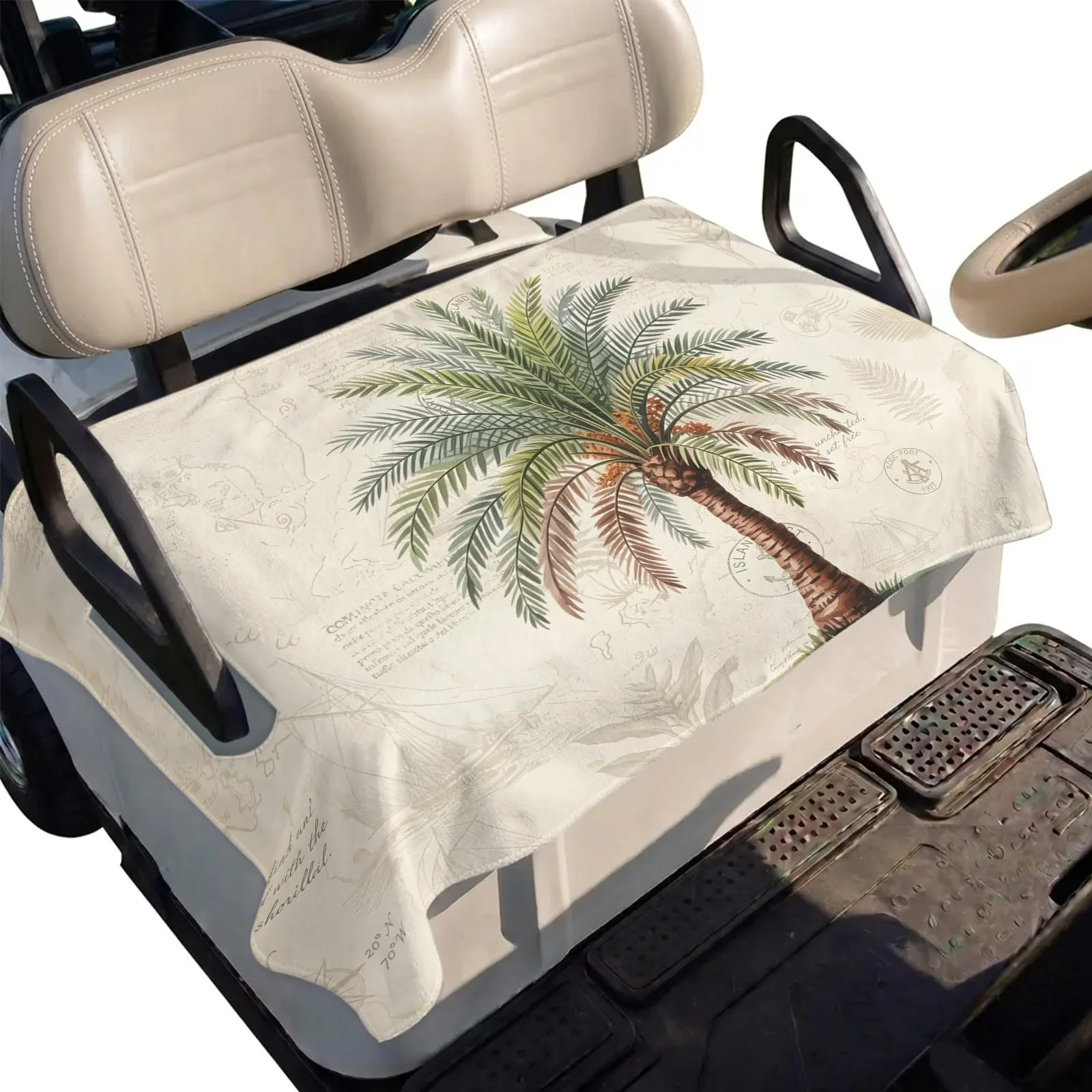 DecorLovee Green Palm Tree Golf Cart Seat Cover