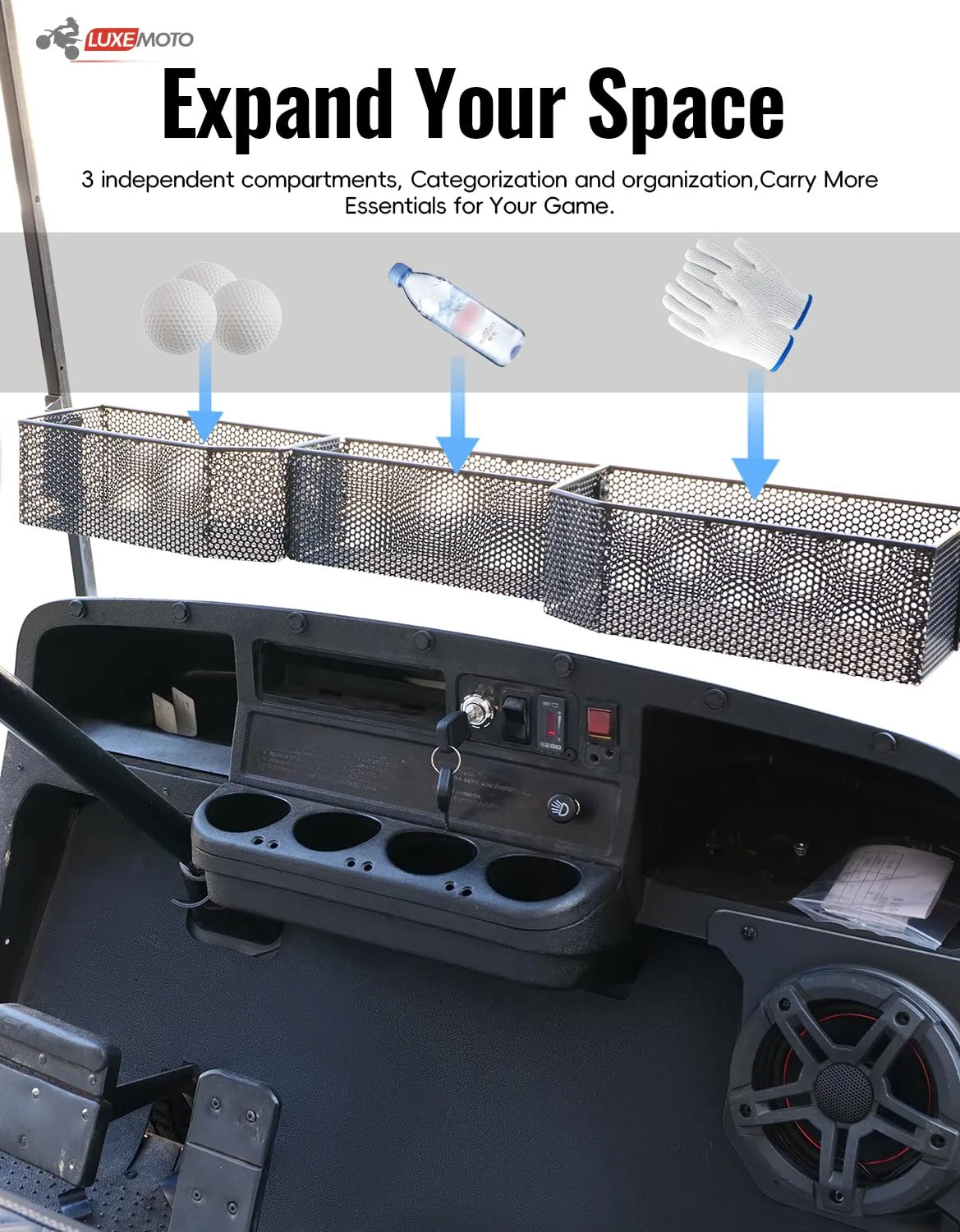 LUXEMOTO Front Inner Dash Storage Basket for E-Z-GO TXT image 3