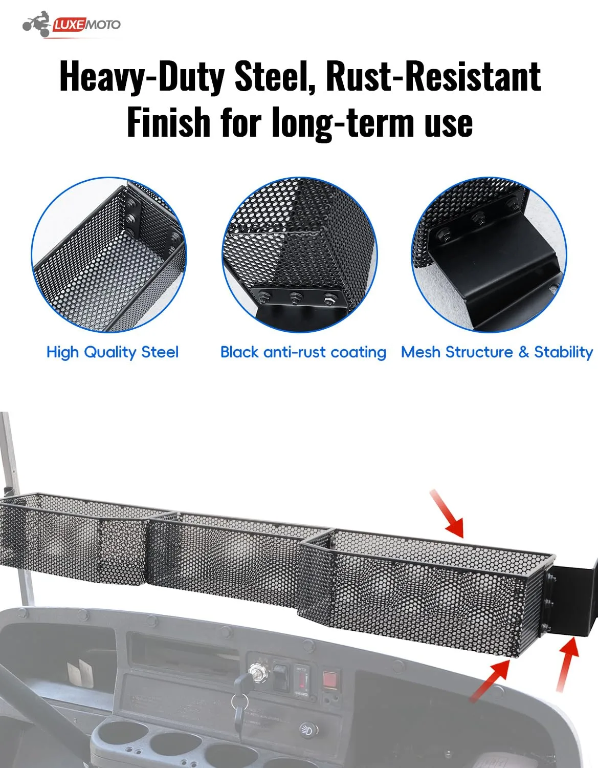 LUXEMOTO Front Inner Dash Storage Basket for E-Z-GO TXT image 4