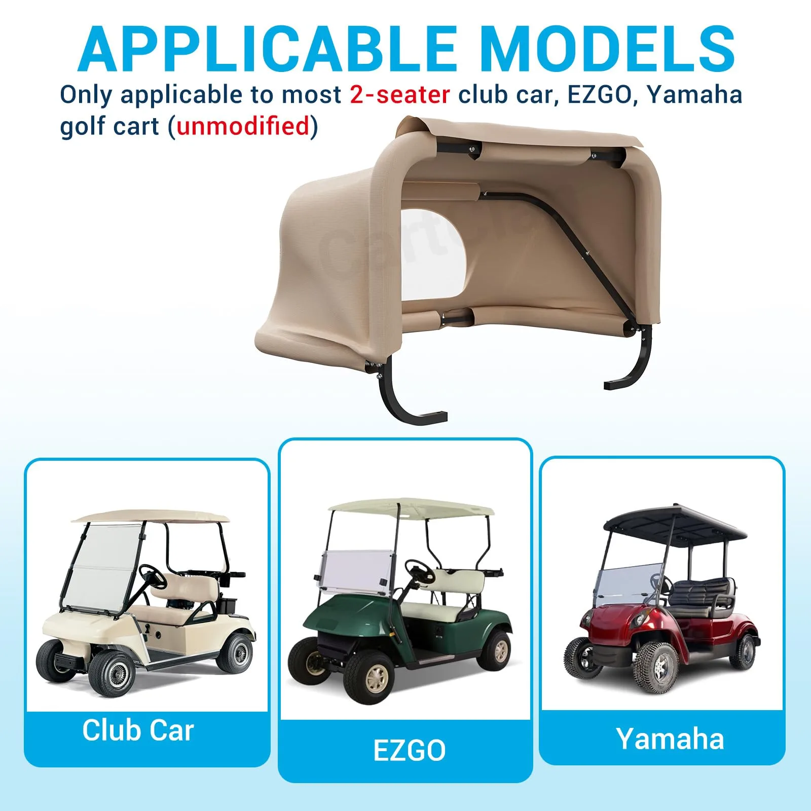 CartClan Yellow Split Rear Rain Cover for 2-Seater Carts image 2