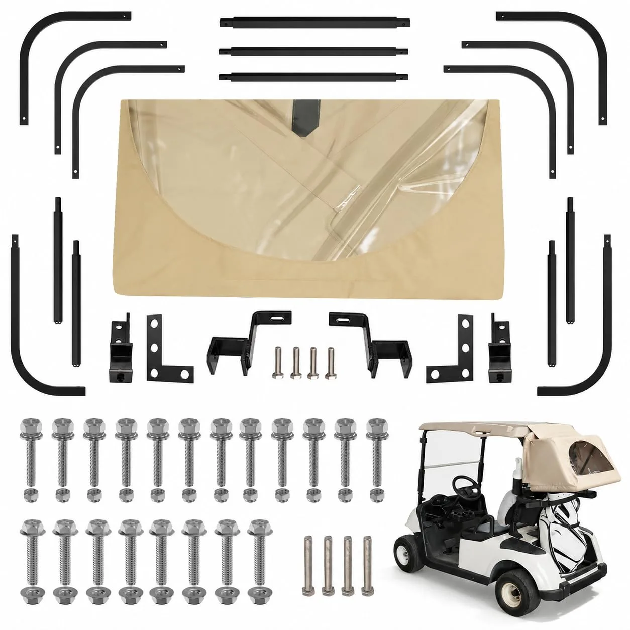 CartClan Yellow Split Rear Rain Cover for 2-Seater Carts