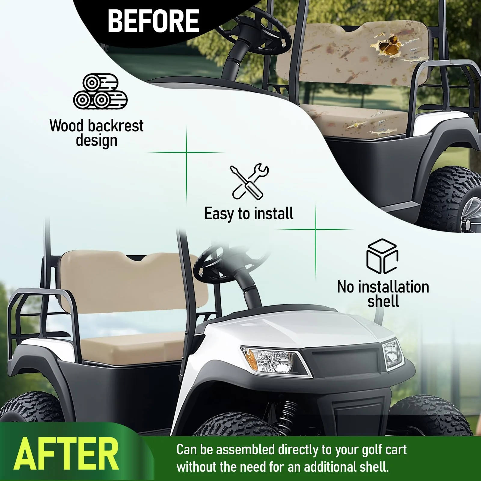 WUTIST GO-4951 Front Seat Bottom for E-Z-GO RXV image 4