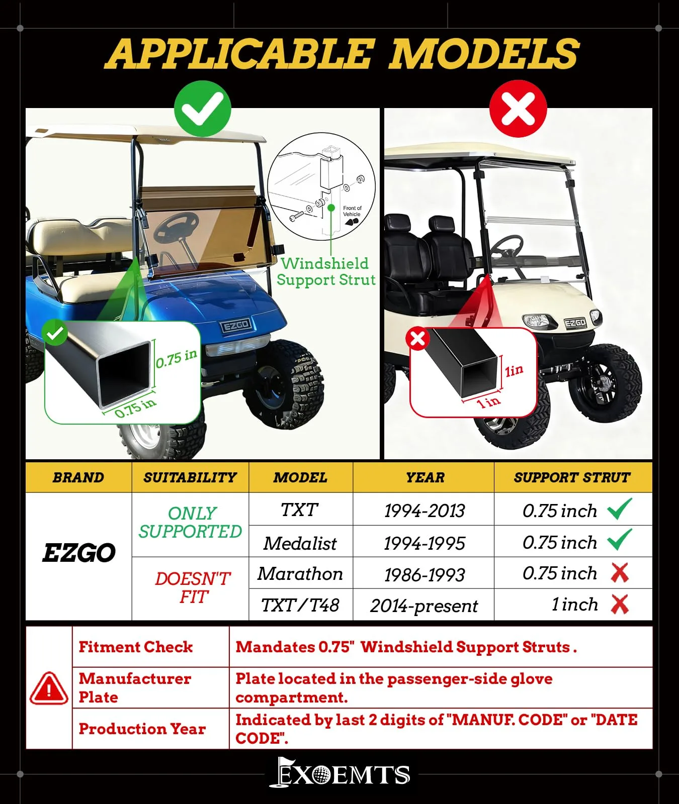 EXOEMTS Foldable Windshield for E-Z-GO TXT (1995–2013), 5mm PC image 2