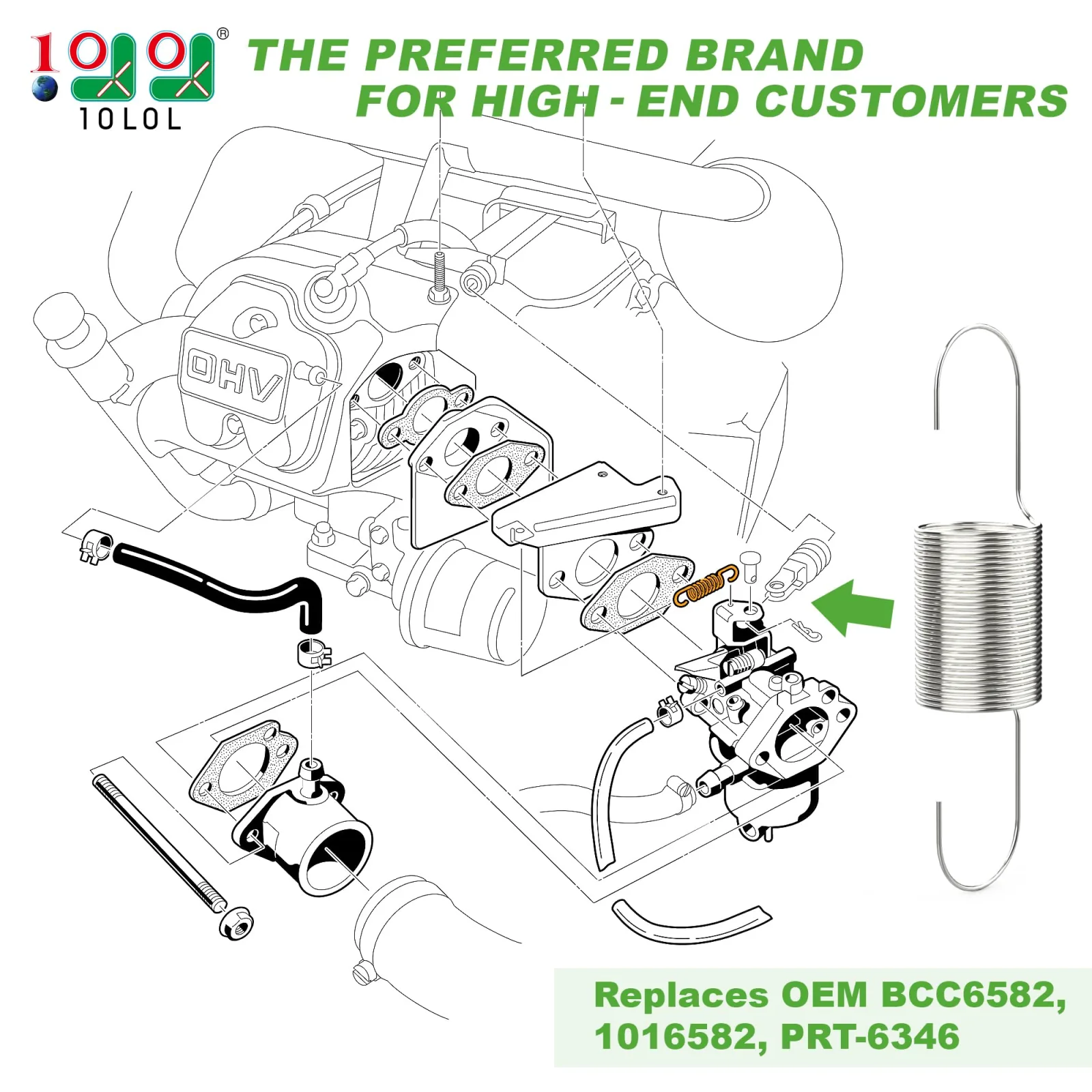 10L0L Throttle Return Spring for Club Car 1981-1995 Gas Carts image 2