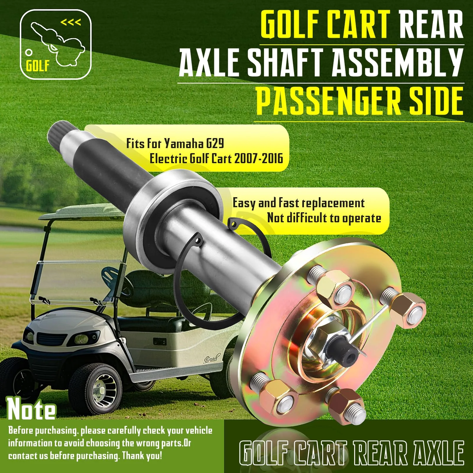 Titaniarm Rear Axle Assembly for Yamaha G29, B61251 image 2