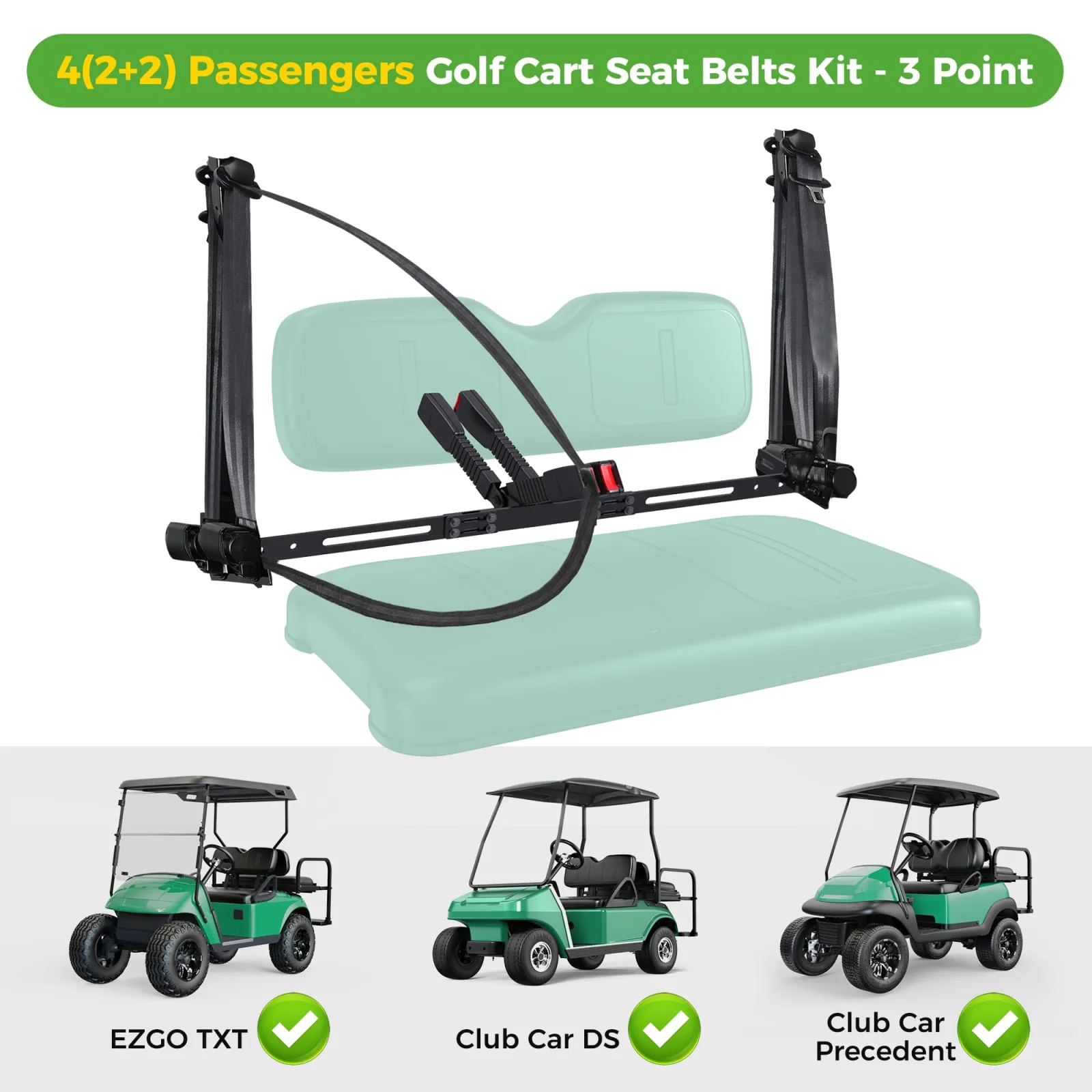 10L0L 3-Point Seat Belts for EZGO TXT and Club Car image 3