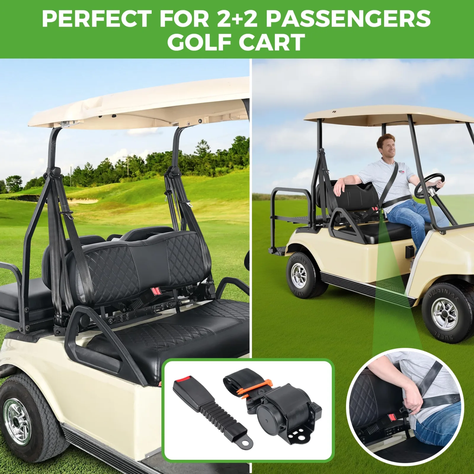 10L0L 3-Point Seat Belts for EZGO TXT and Club Car image 4