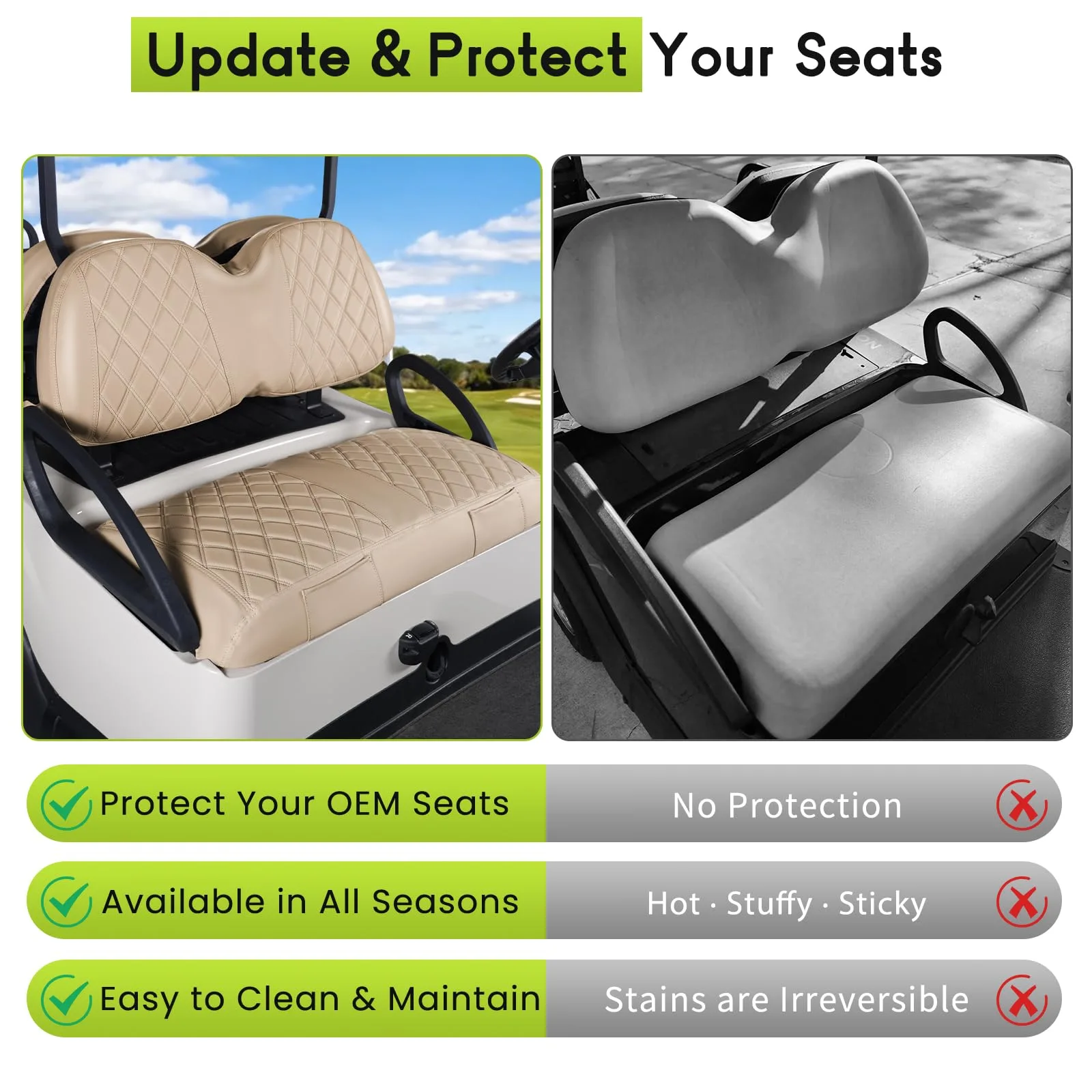 WEIMELL Club Car Tempo Front and Rear Seat Cover Set image 3