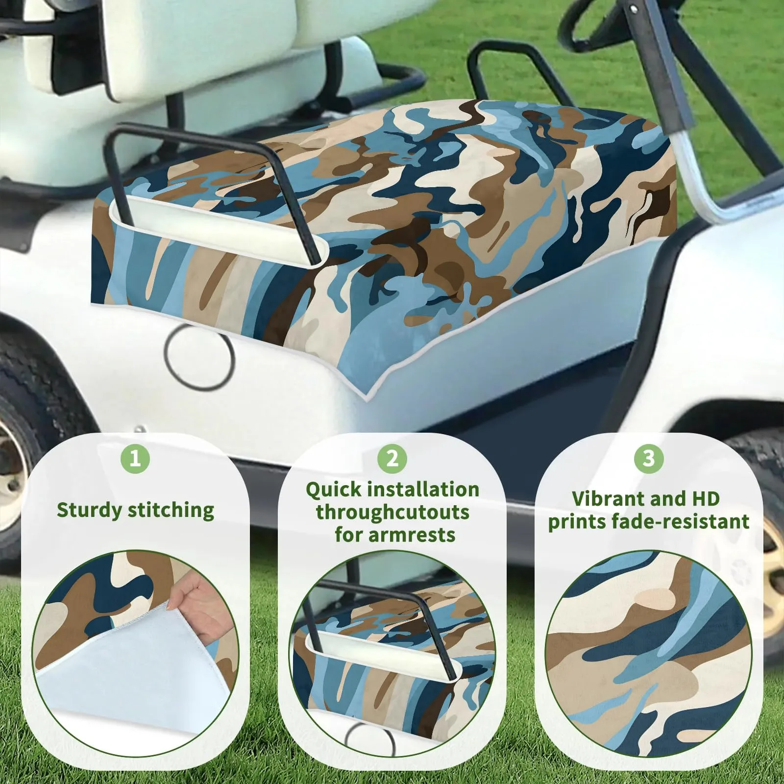 Tiveruda Brown Camo Golf Cart Seat Cover, 51 x 31 in. image 3
