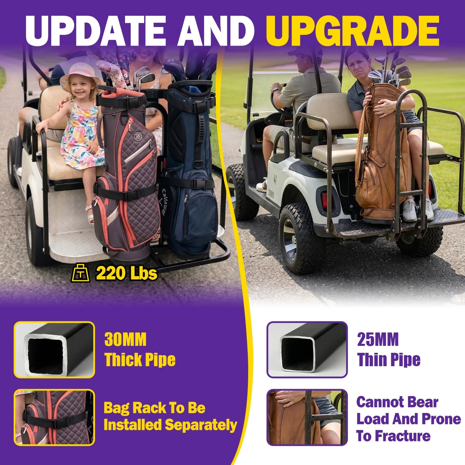 HOWBOW Golf Cart Rear Seat Grab Bar 106-006-06-1032 image 2