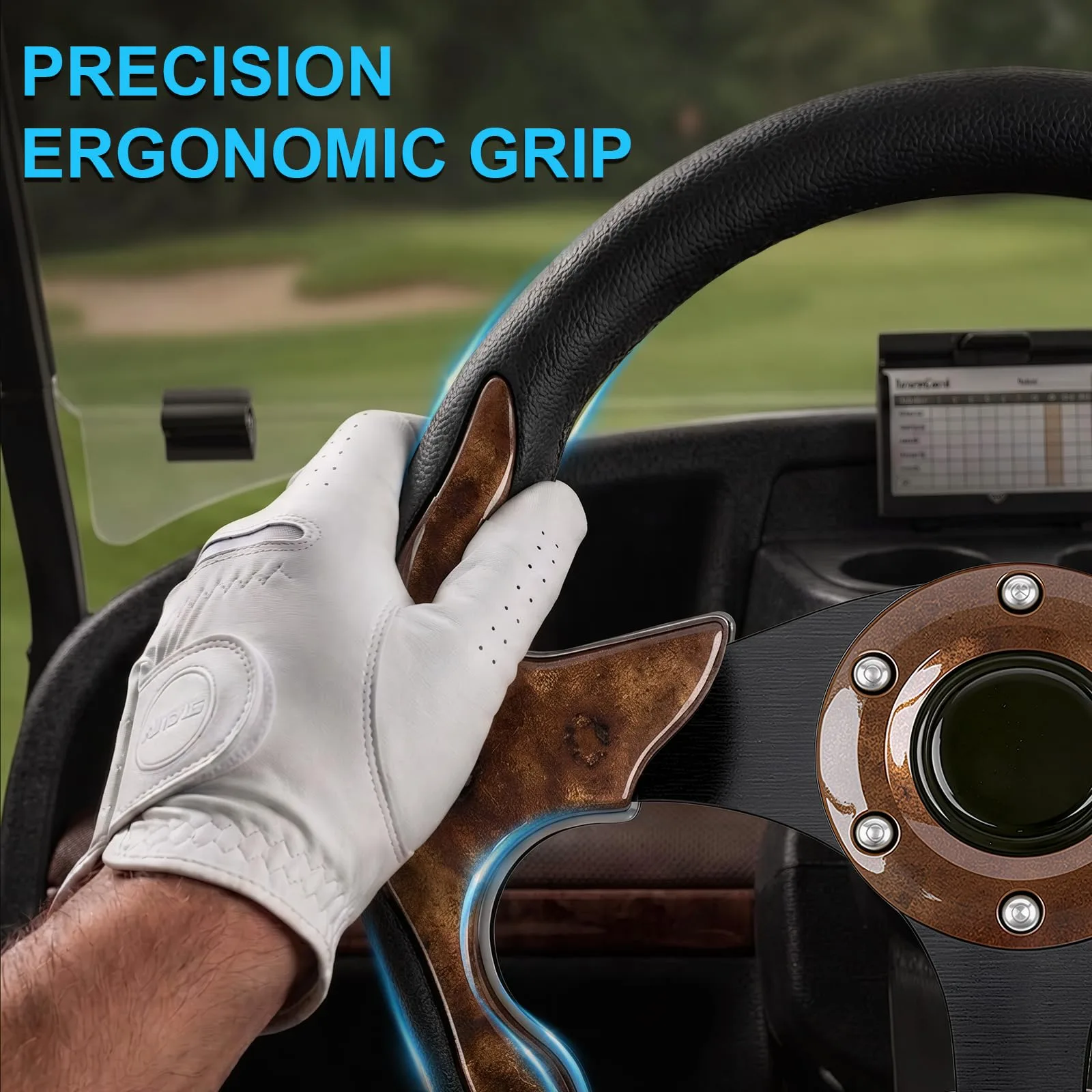 iLSKW 561 Golf Cart Steering Wheel, 12.5-Inch Wooden Grain image 2