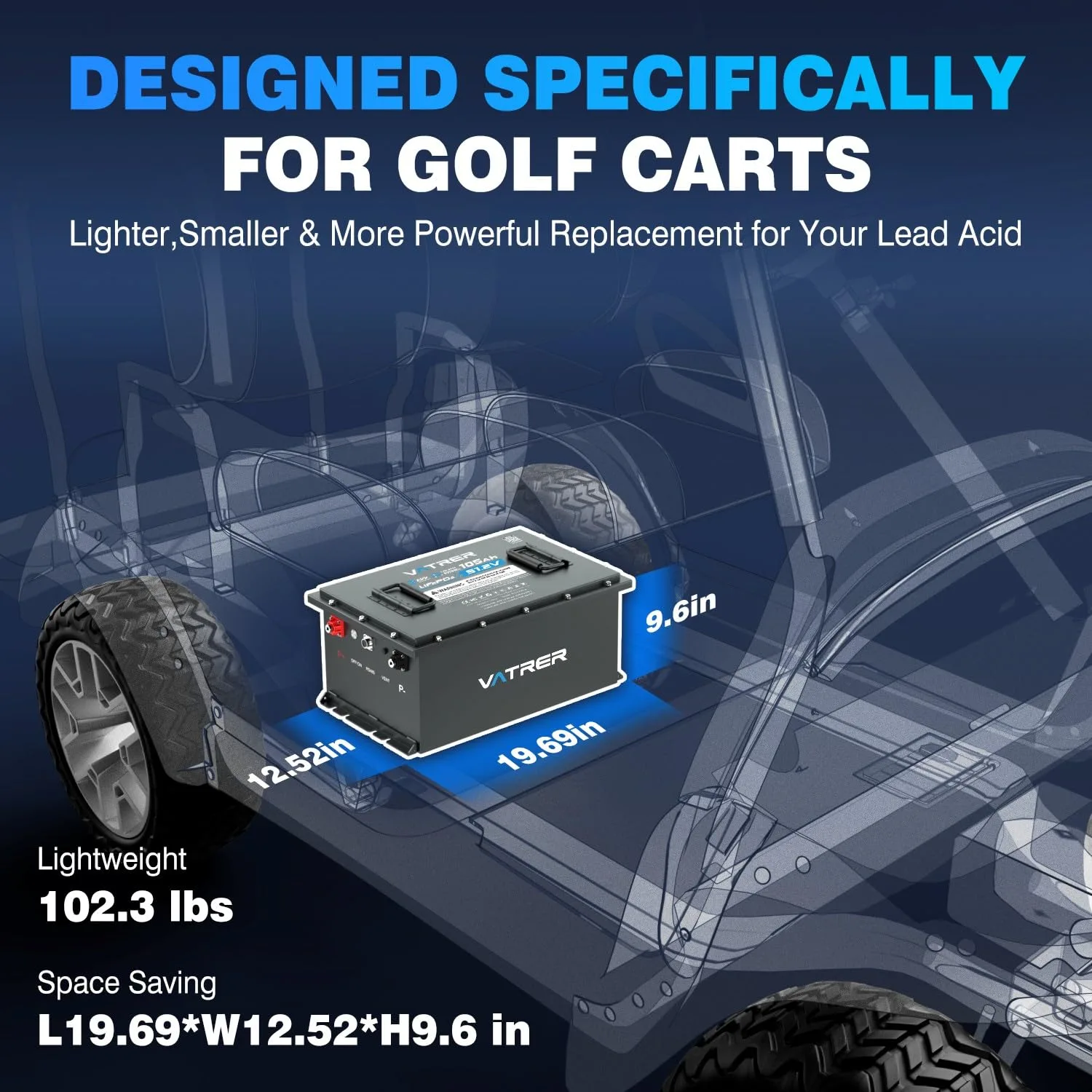 VATRER POWER 51.2V 105Ah Golf Cart Lithium Battery image 4