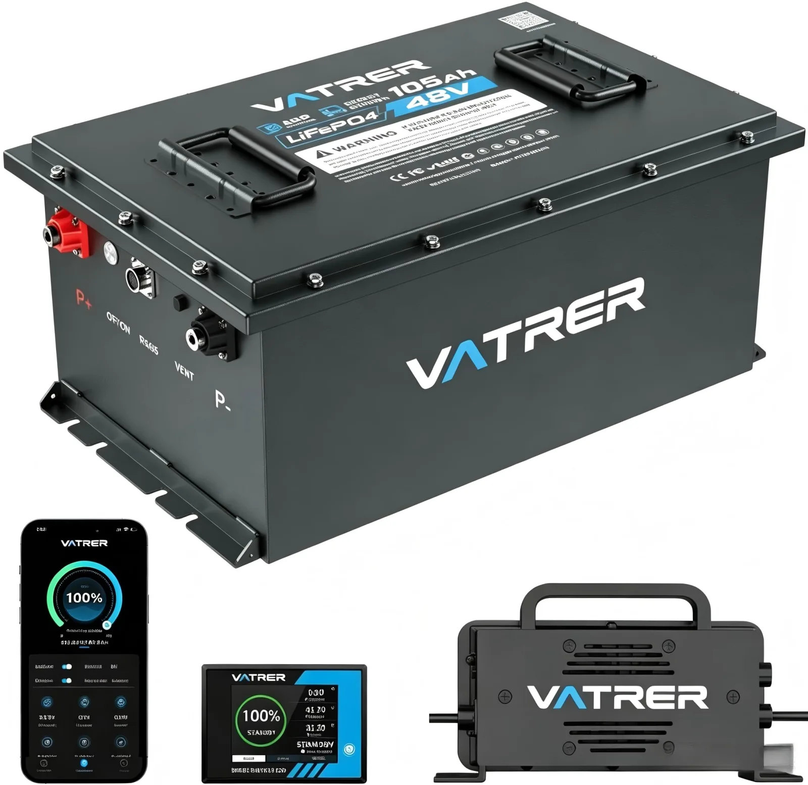 VATRER POWER 51.2V 105Ah Golf Cart Lithium Battery