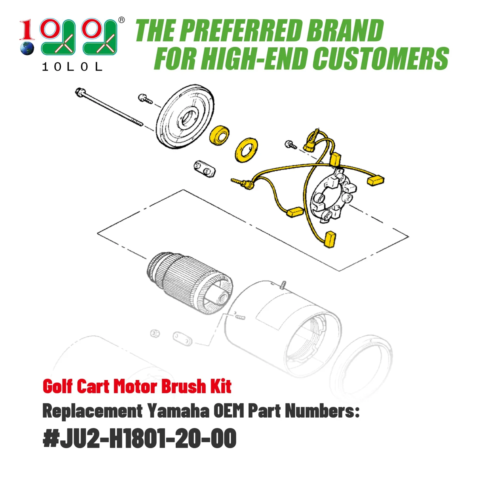 10L0L Yamaha Golf Cart Motor Brush Kit JU2-H1801-20-00 image 2