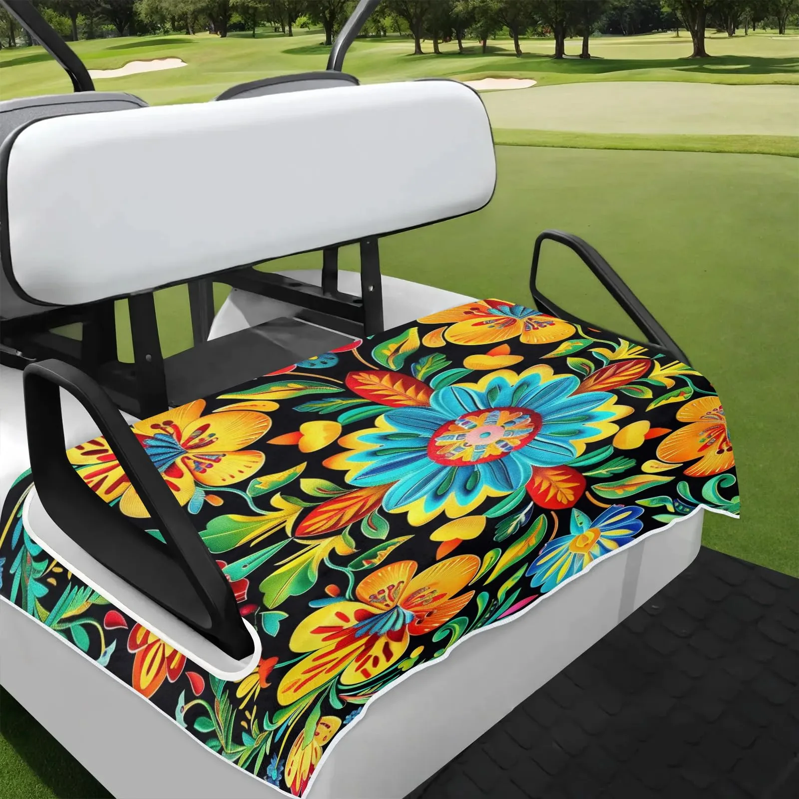 Tiveruda Colorful Flowers Golf Cart Seat Cover