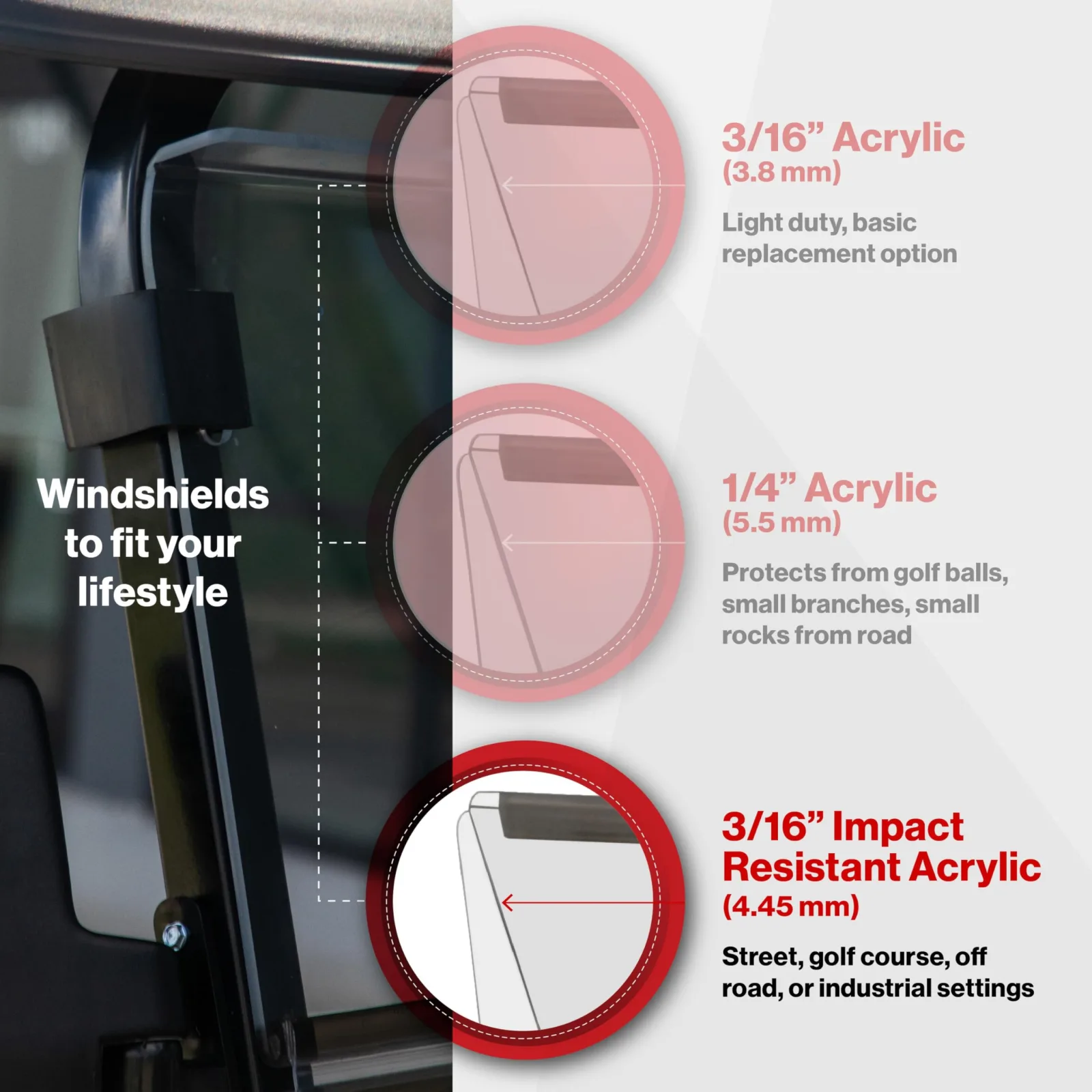 RED DOT 09-261 Folding Tinted Windshield for Evolution Carts image 4