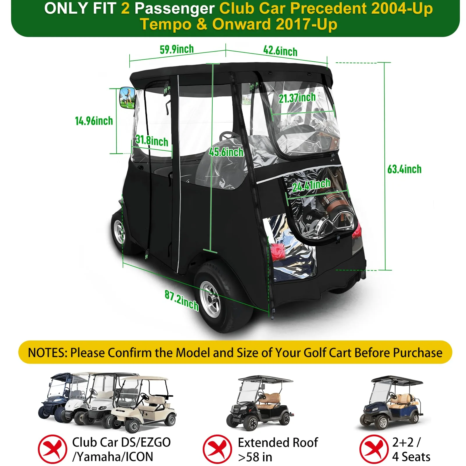 Cartalia Golf Cart Enclosure for Club Car Precedent, Tempo & Onward image 2