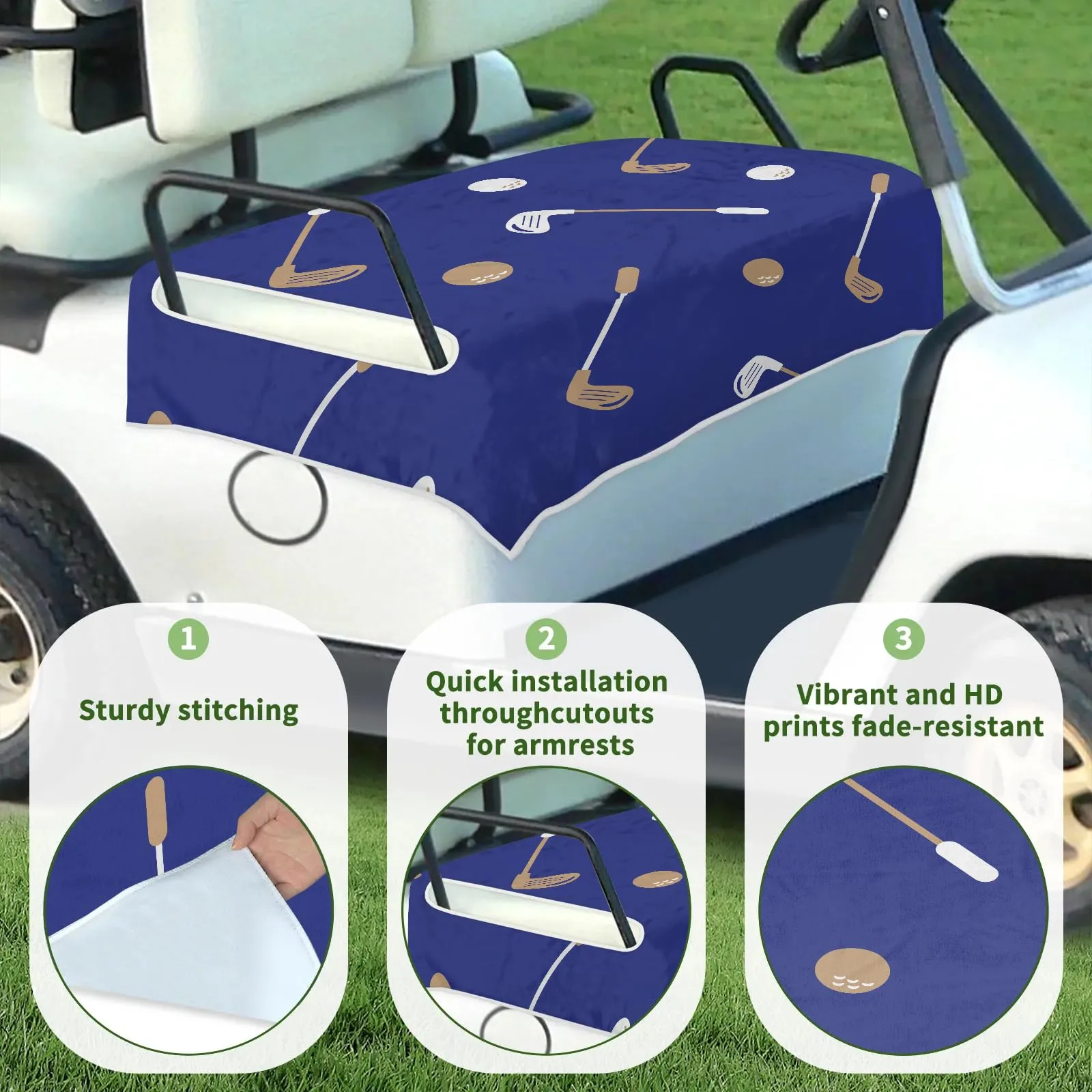 Tiveruda Golf Cart Seat Cover for Double Seats image 3