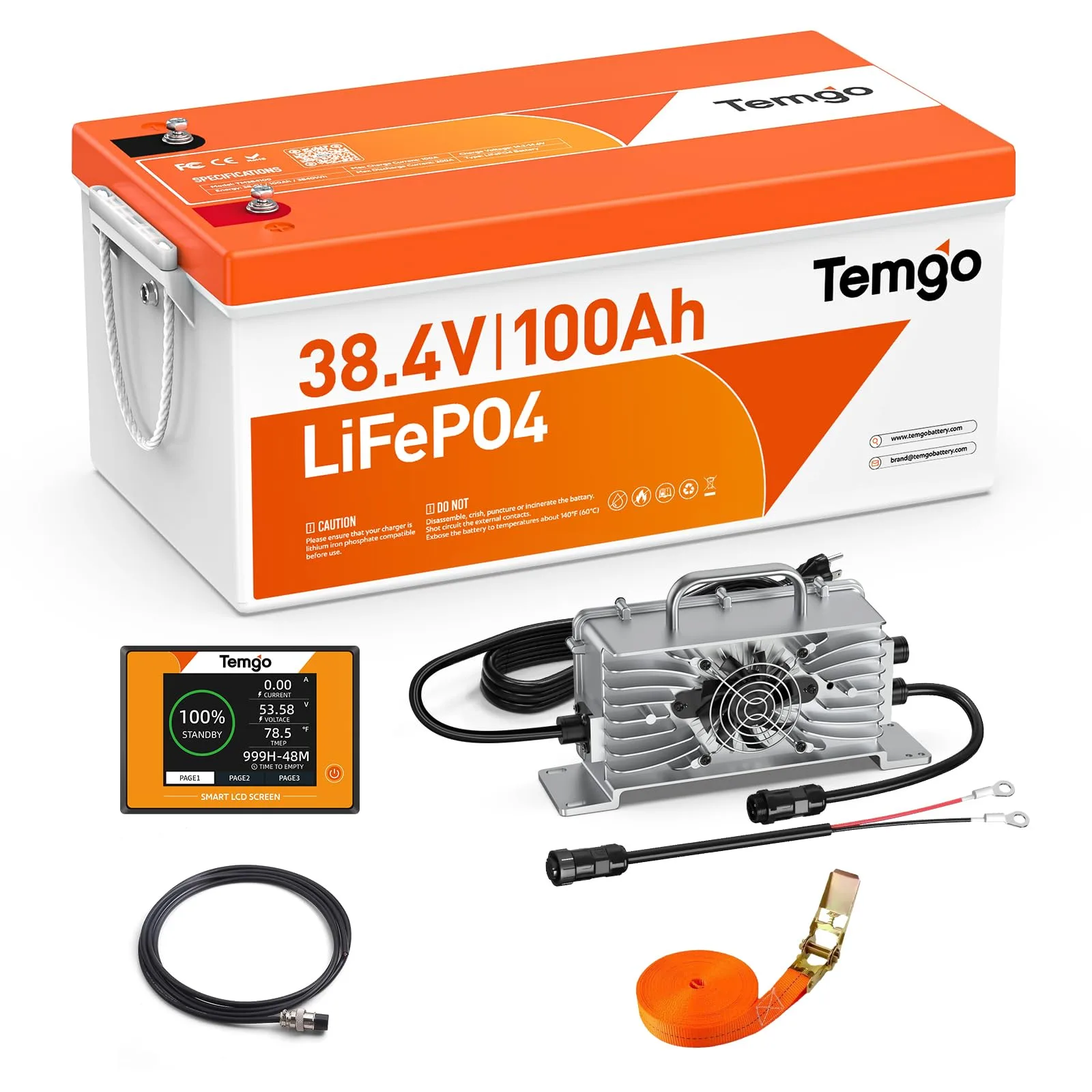 TEMGO TM384100 36V 100Ah LiFePO4 Golf Cart Battery