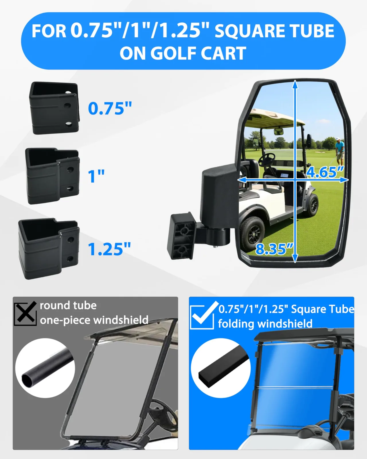 SAUTVS Golf Cart Adjustable Side Mirrors YAP-041905-001 image 2