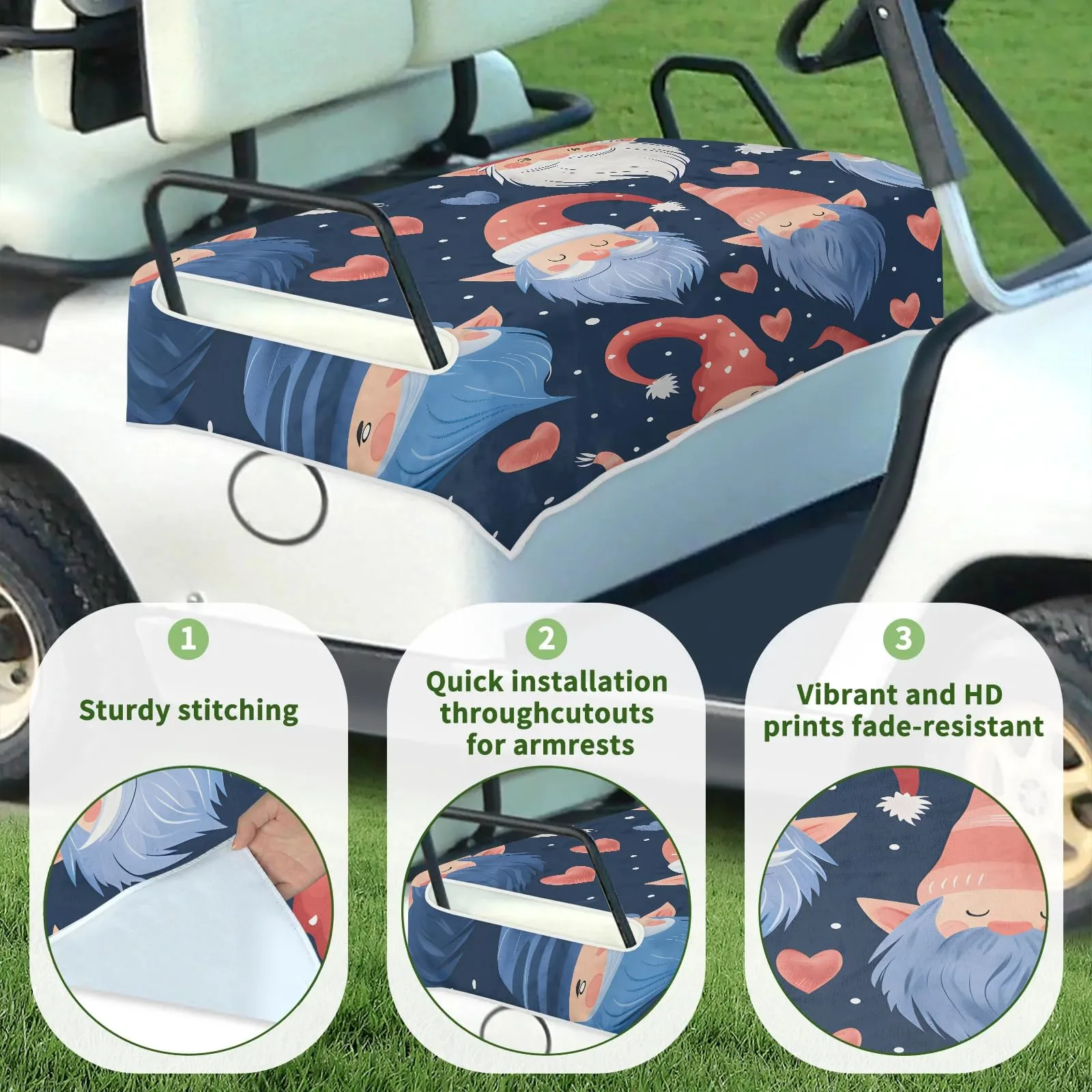 Tiveruda Merry Christmas Dwarf Golf Cart Seat Cover 51" x 31" image 3