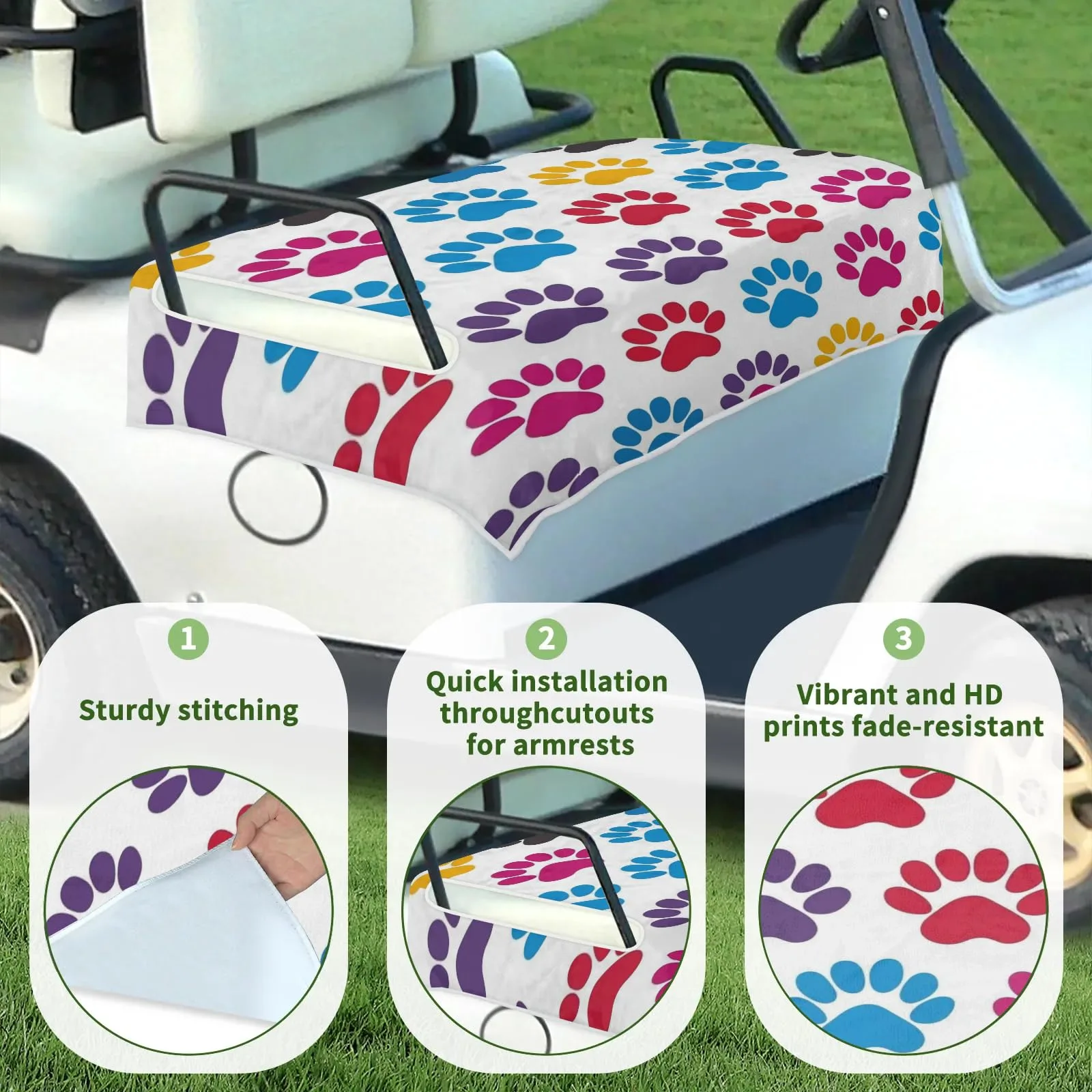 Tiveruda 51" x 31" Universal 2-Person Golf Cart Seat Cover image 3