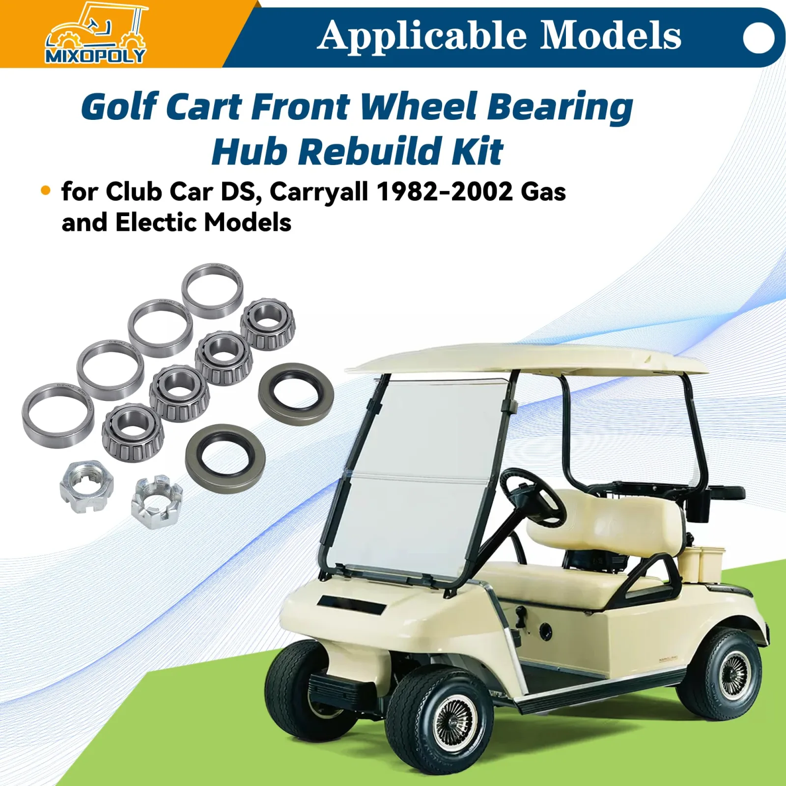 MIXOPOLY Front Hub Bearings & Seals for Club Car DS image 2