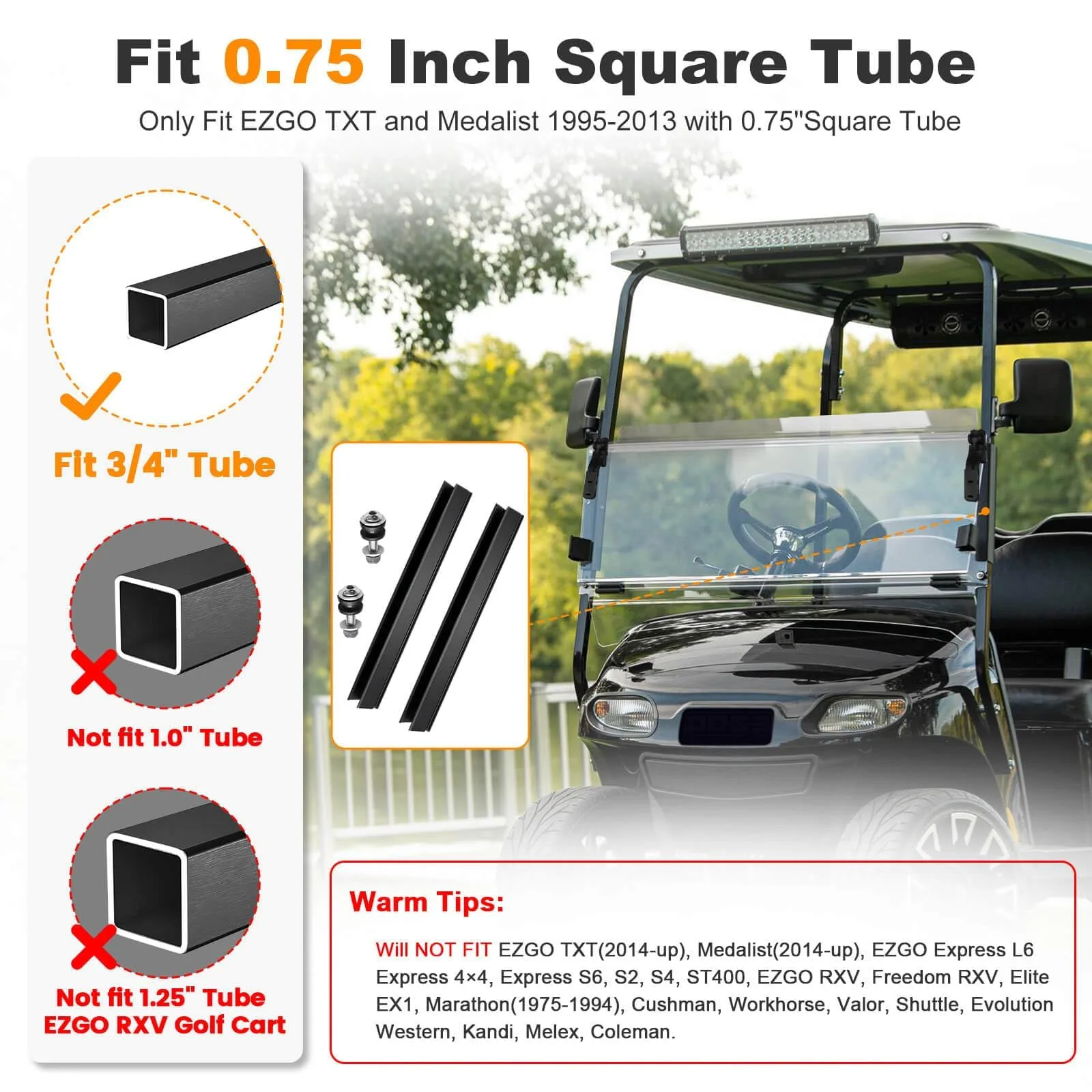 MOSNAI Clear Foldable Windshield for E-Z-GO TXT 1995-2013 image 2