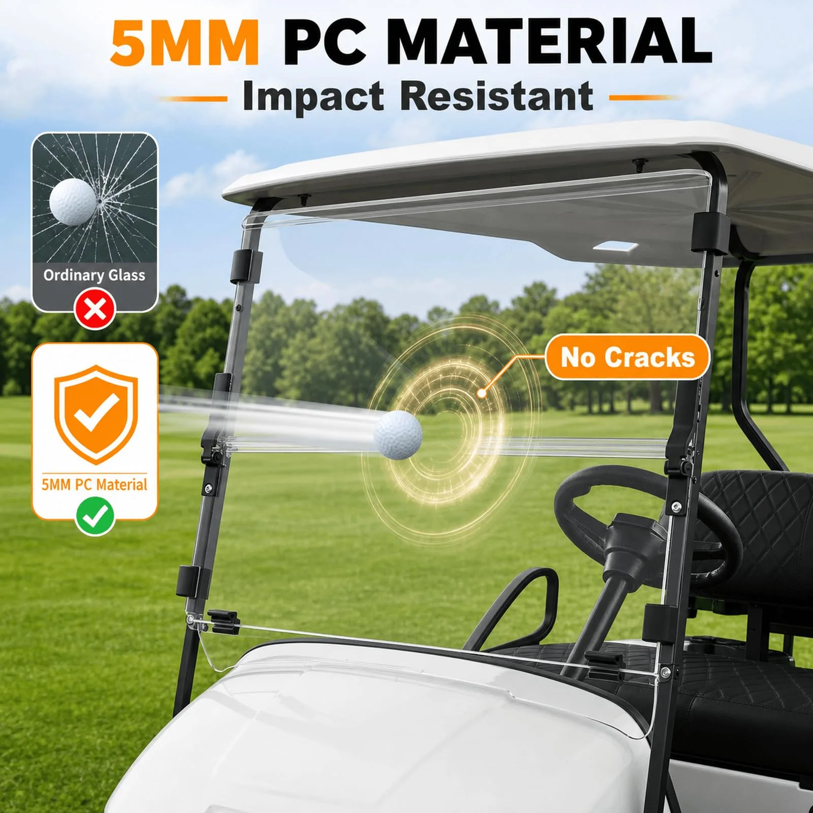 MOSNAI Clear Foldable Windshield for E-Z-GO TXT 1995-2013 image 3
