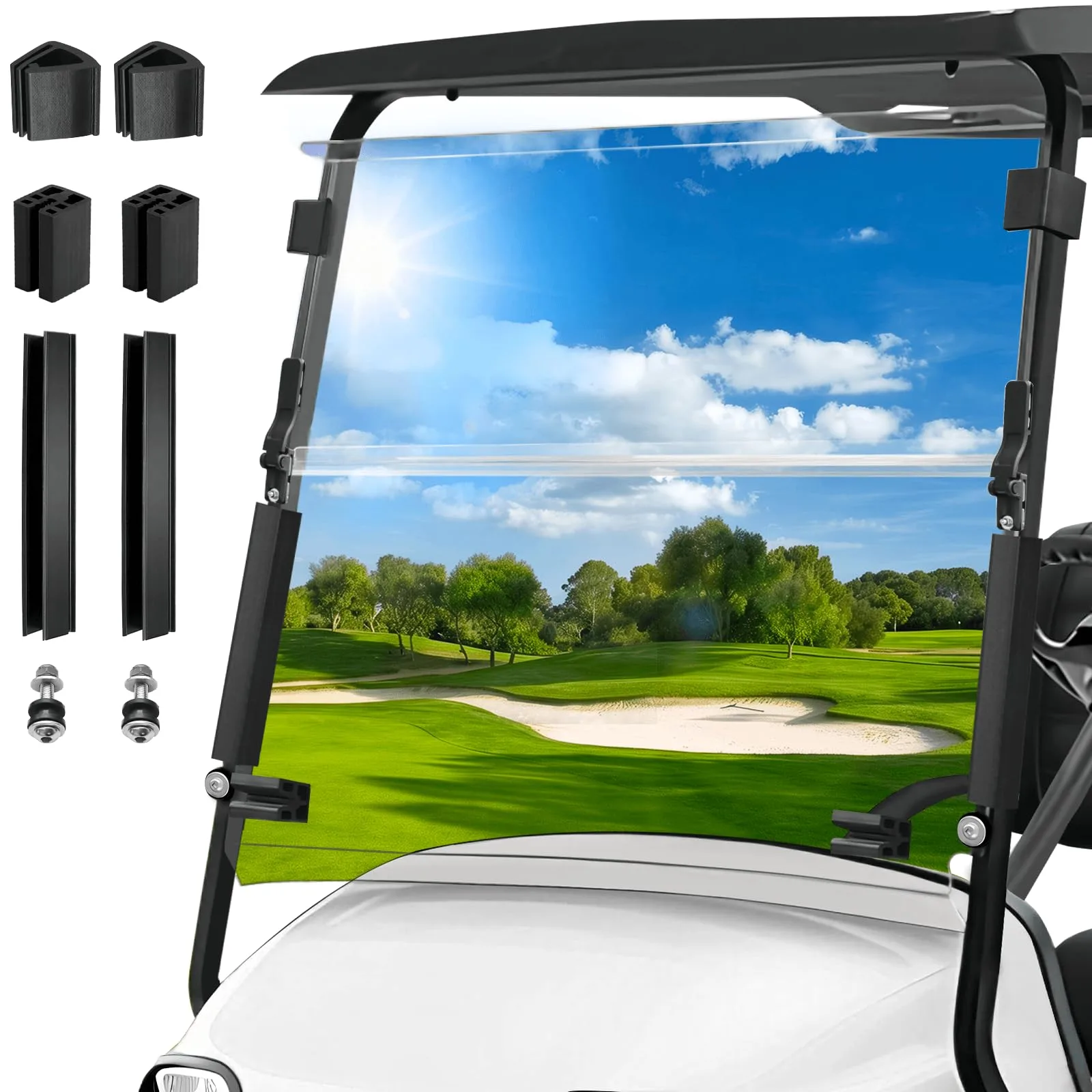 MOSNAI Clear Foldable Windshield for E-Z-GO TXT 1995-2013