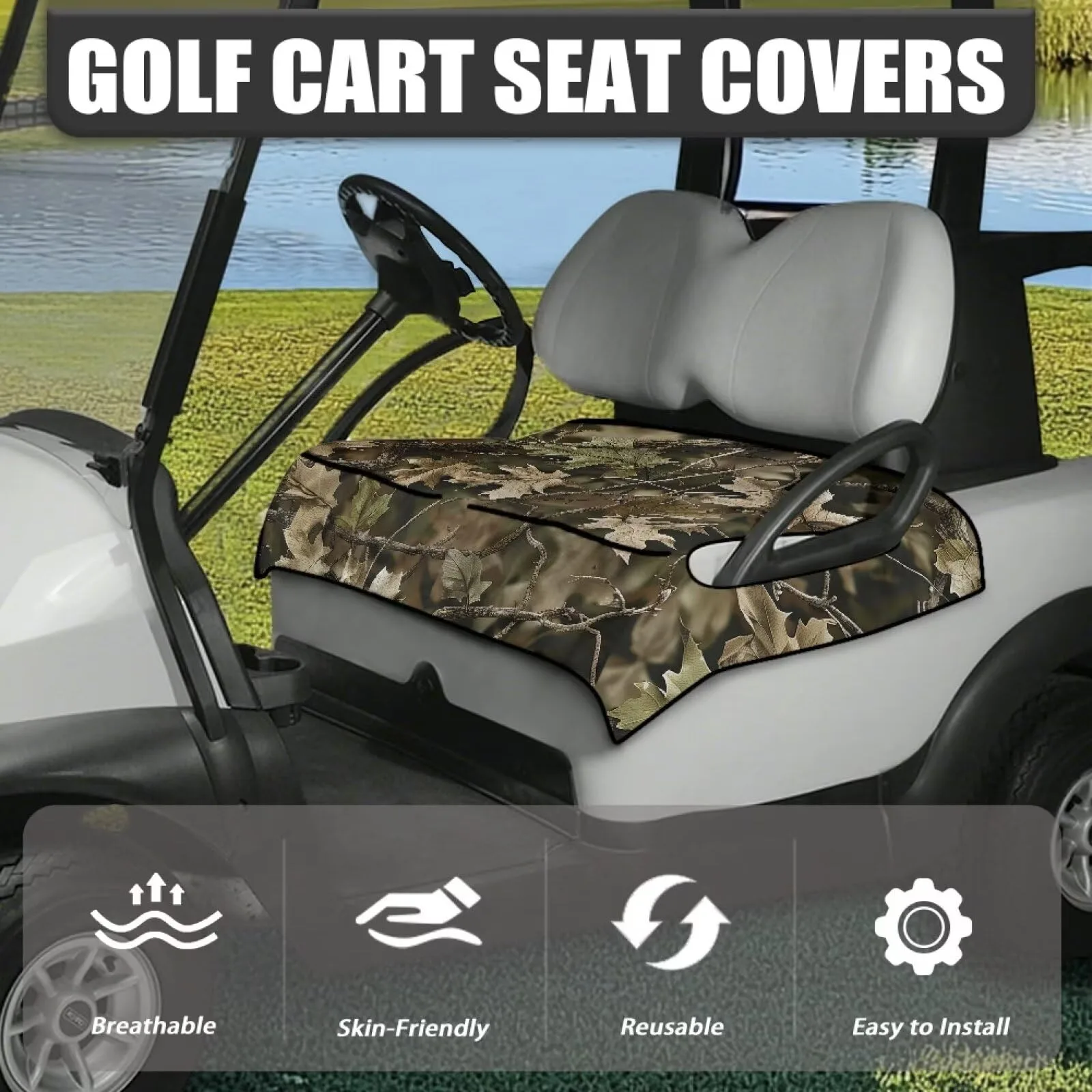 Suobstales Golf Cart Seat Cover with 4 Pockets image 3