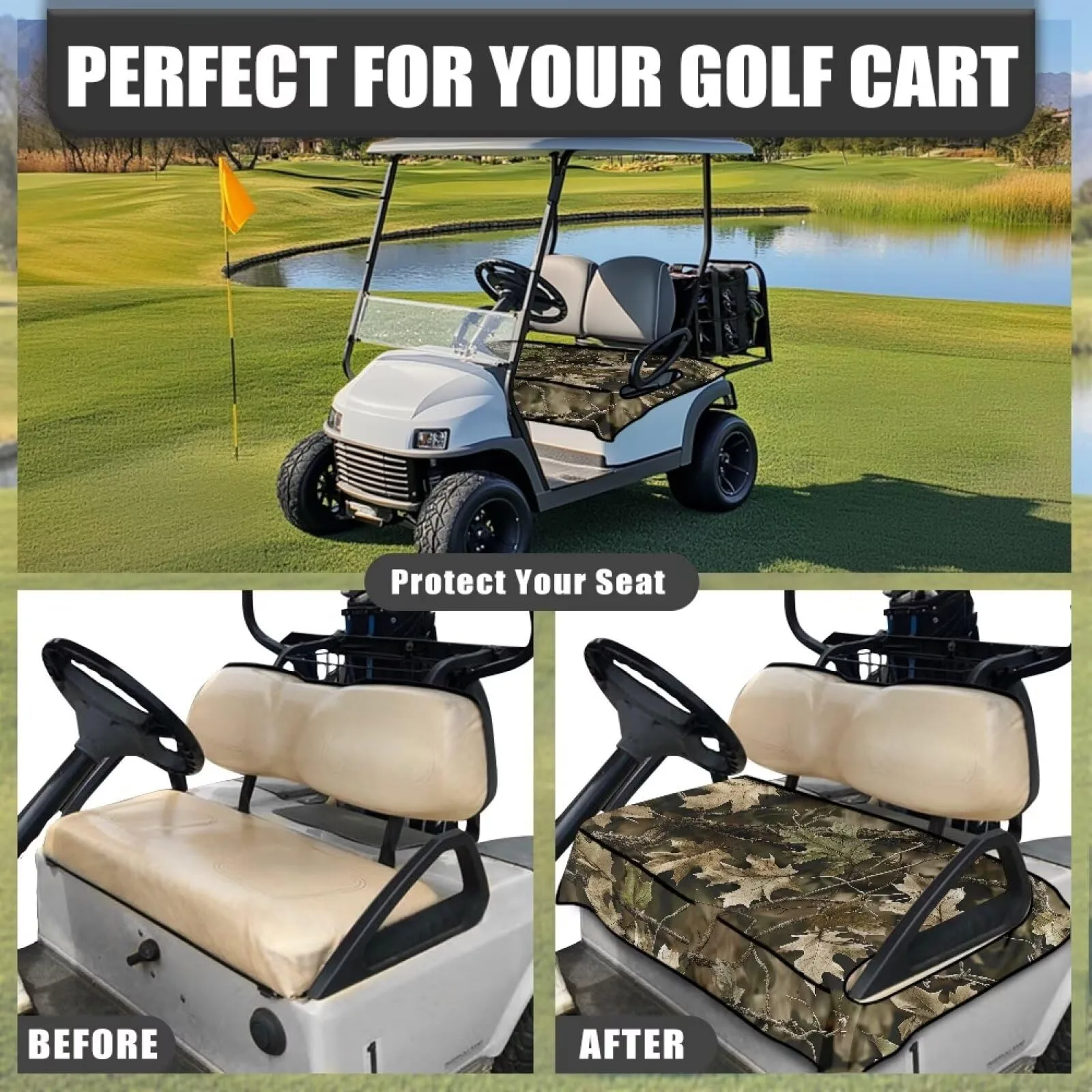 Suobstales Golf Cart Seat Cover with 4 Pockets image 4