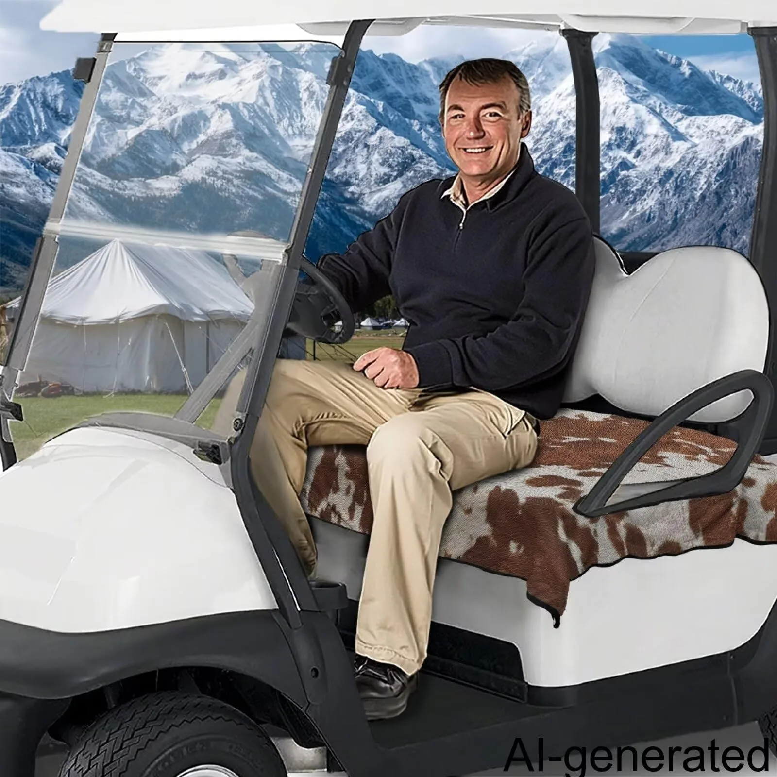 Xpyeesfuen Golf Cart Seat Cover 52 x 32 in — Cow Print image 2