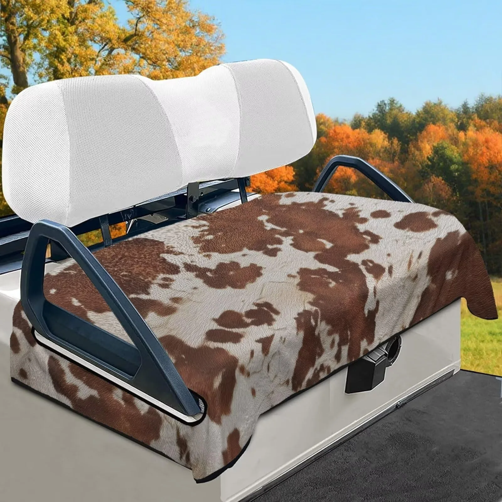 Xpyeesfuen Golf Cart Seat Cover 52 x 32 in — Cow Print image 3