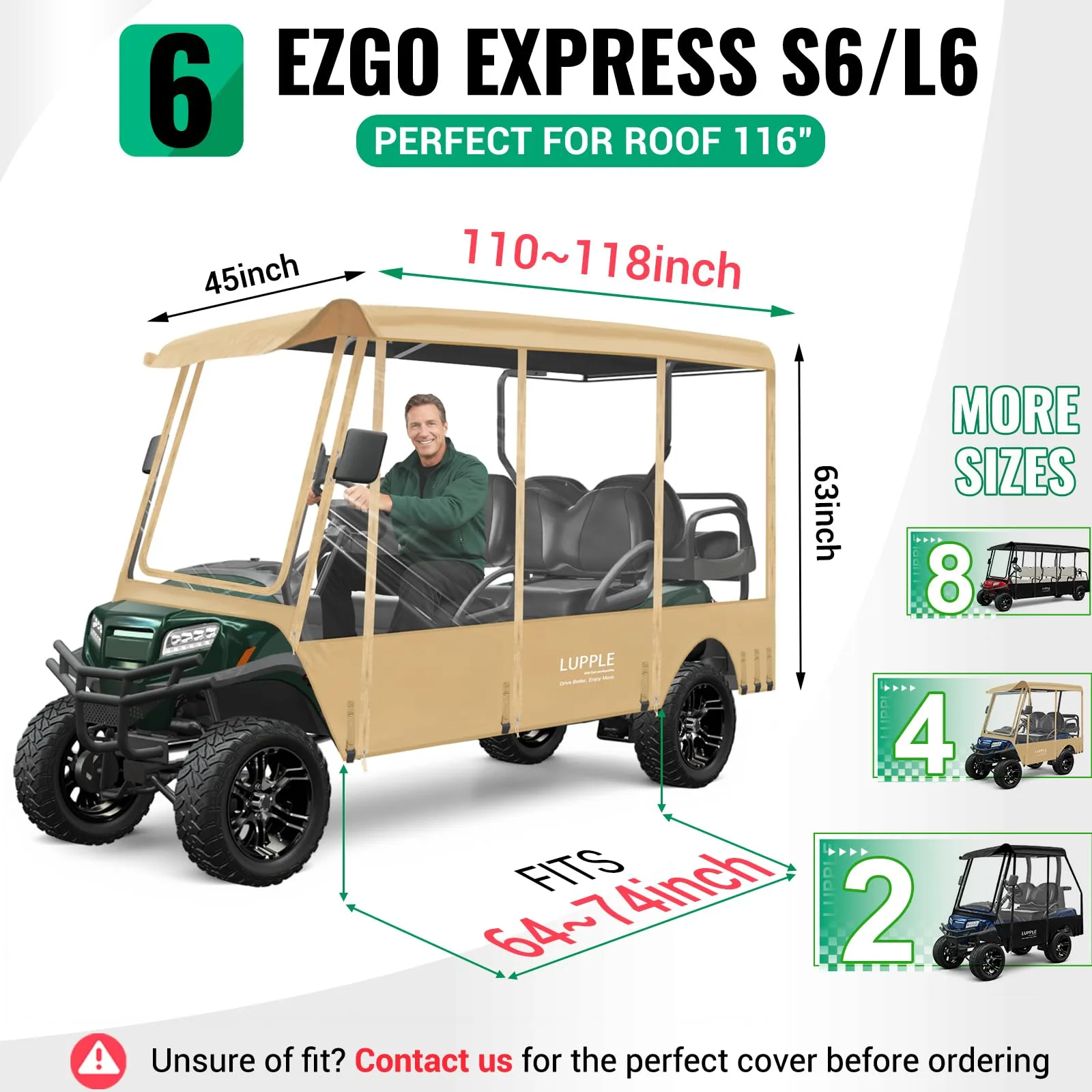 LUPPLE EZGO Express S6 L6 6-Passenger Golf Cart Enclosure image 2