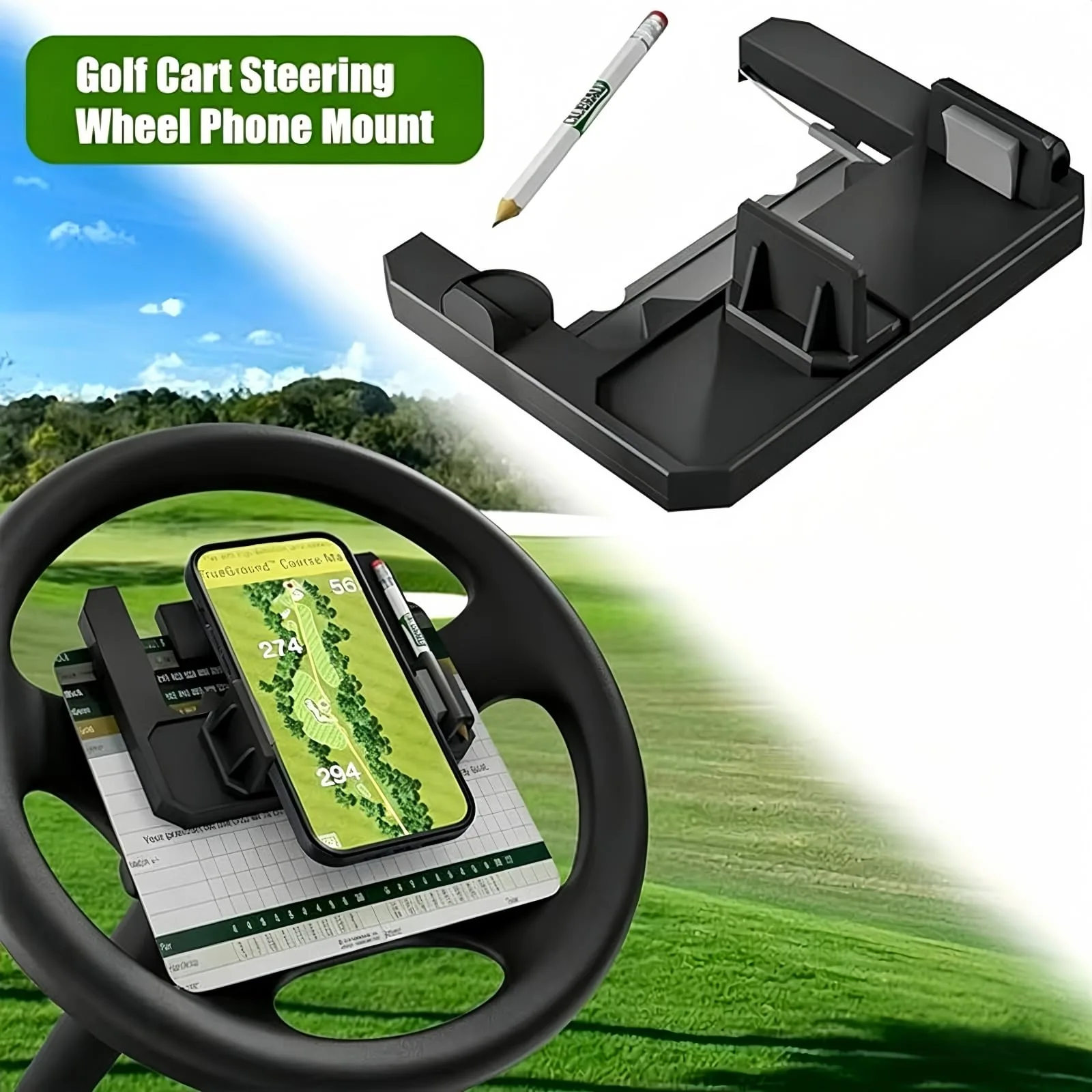 Generic Golf Cart Steering Wheel Phone Holder image 3