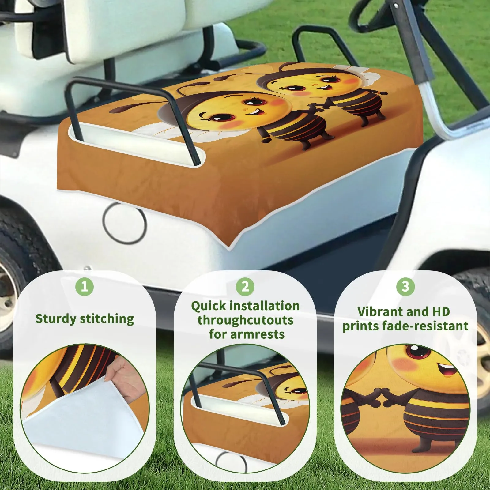 Tiveruda 51 x 31 in Golf Cart Seat Cover — Double Seat Towel Blanket image 3