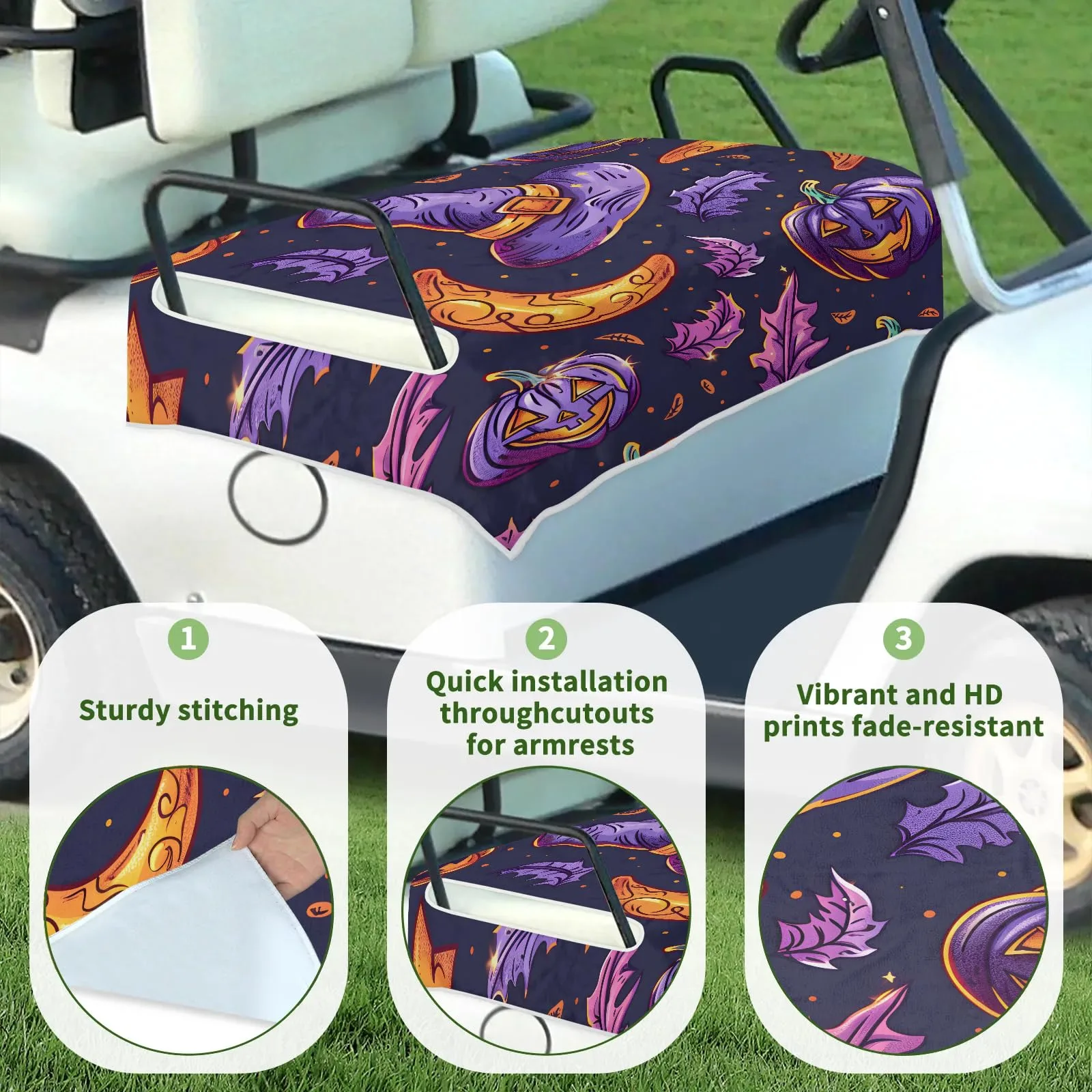 Tiveruda Halloween Pumpkin Golf Cart Seat Cover 51 x 31 in image 3
