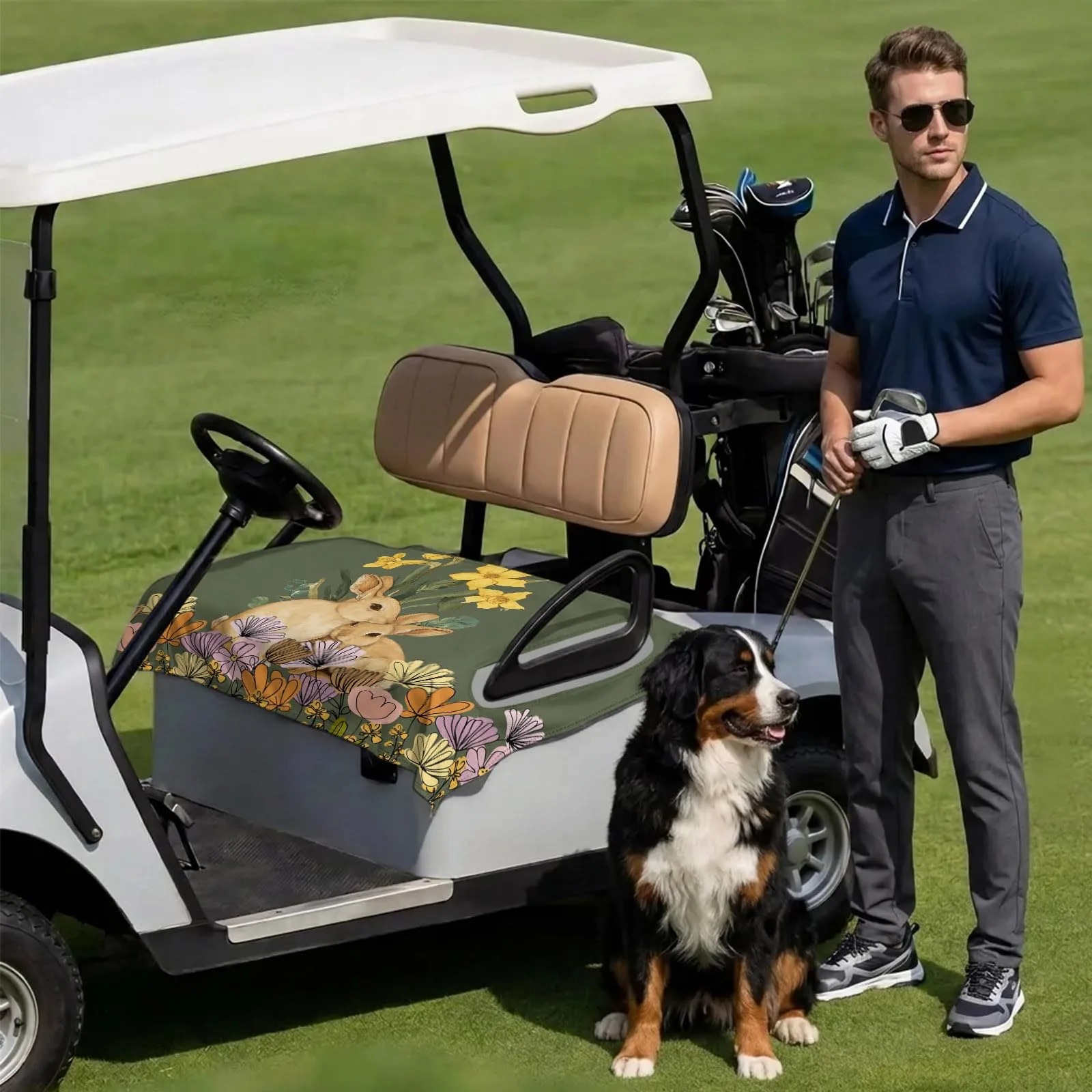 DecorLovee Green Golf Cart Seat Cover Towel 51 x 31 in image 3
