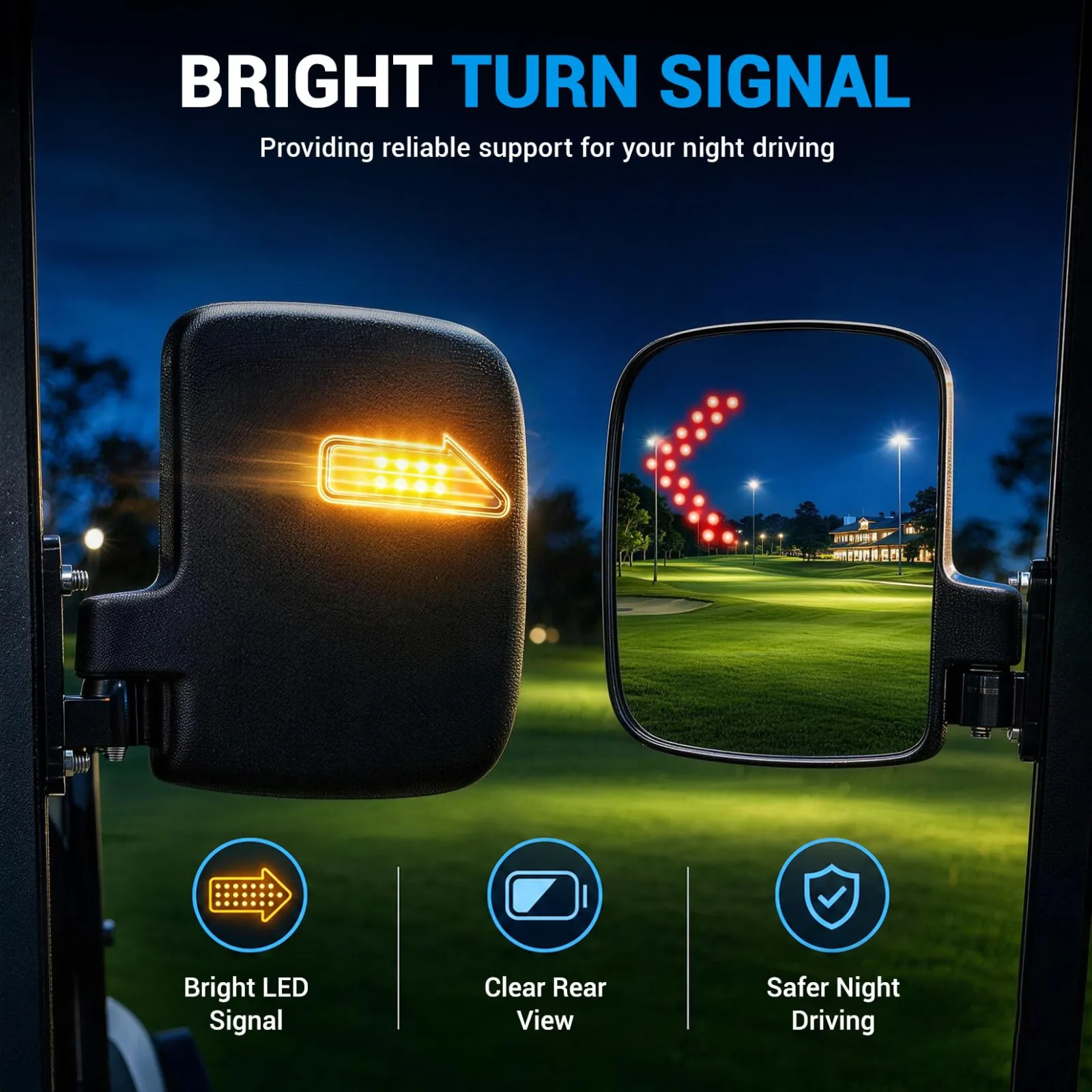 CartClan CT-0119 Golf Cart Side Mirror Kit with Signals image 3